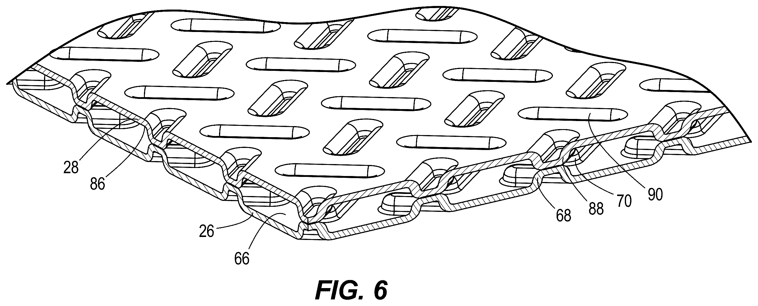 Patent US12590765 Figure 6 – Heat exchanger dimple configuration
