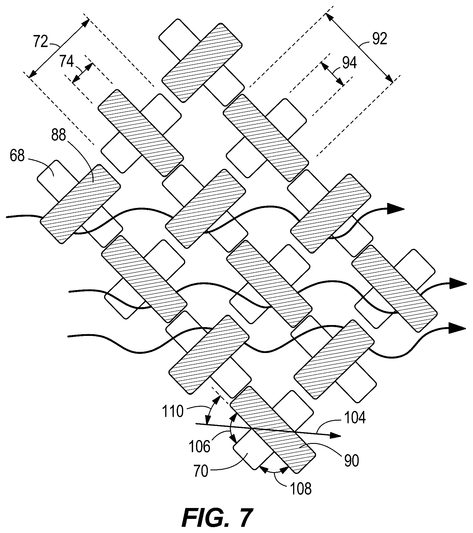 Patent US12590765 Figure 7 – Heat exchanger dimple configuration