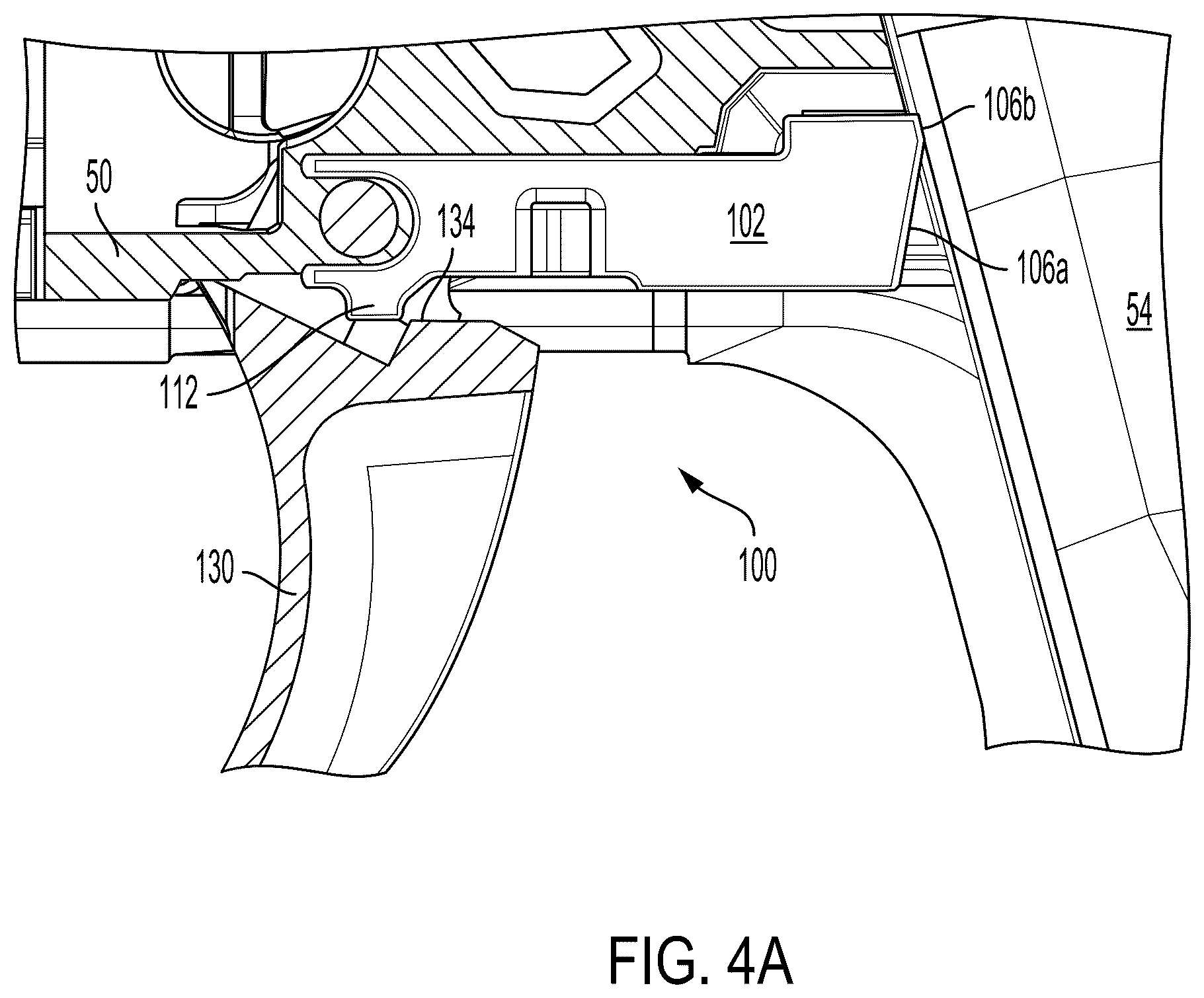 Patent US12590773 Figure 4 – Magazine disconnect mechanism