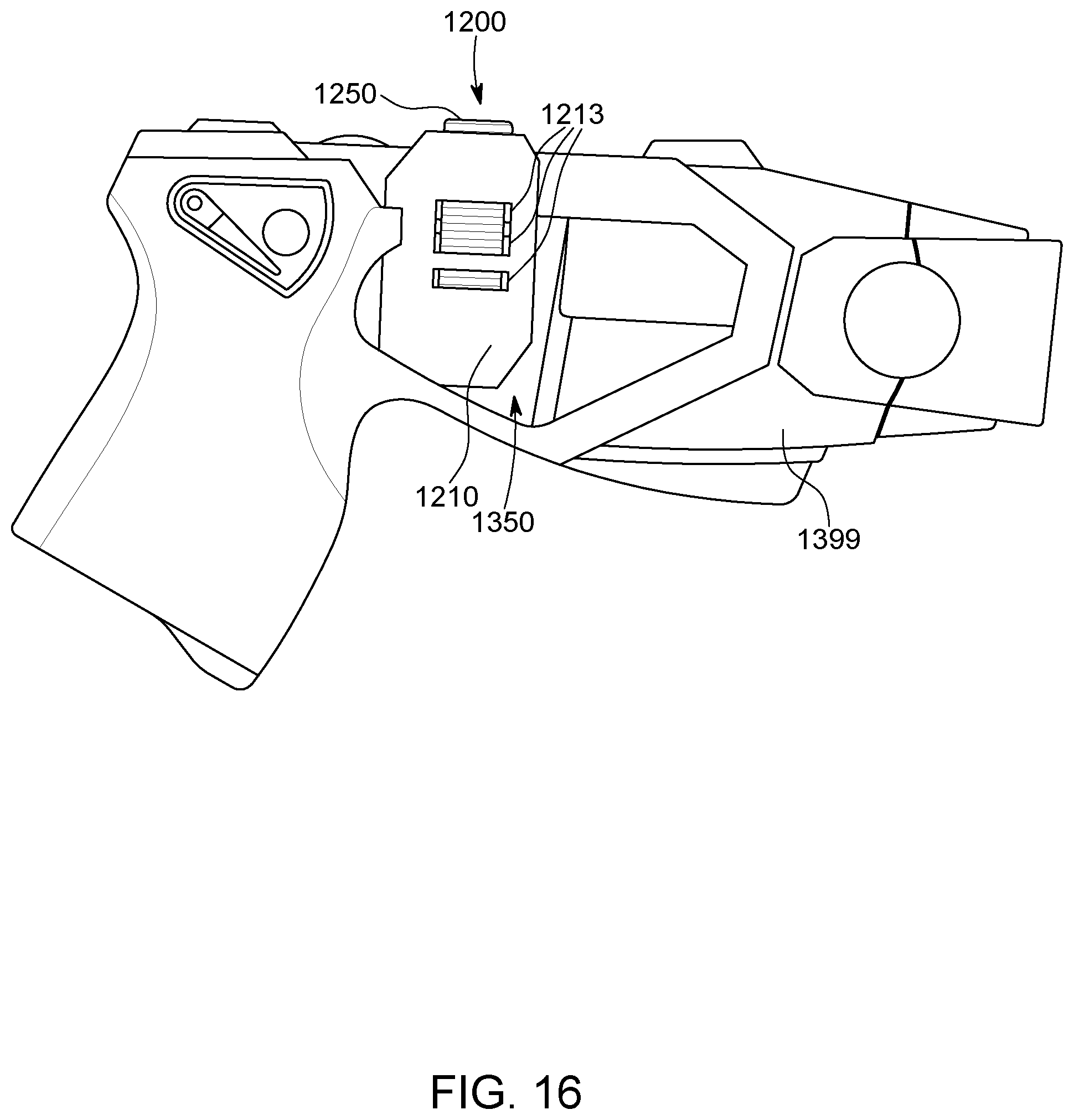 Patent US12590774 Figure 16 – Trigger restriction device for conducted energy devices