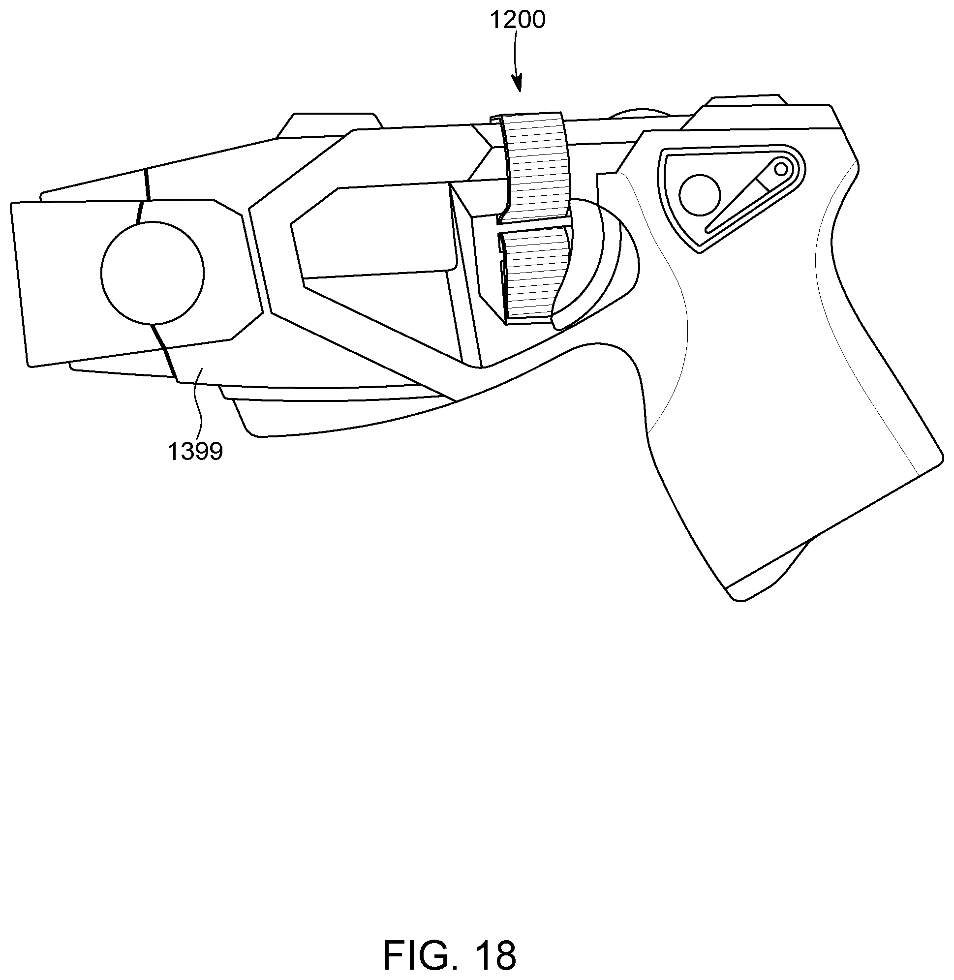 Patent US12590774 Figure 18 – Trigger restriction device for conducted energy devices