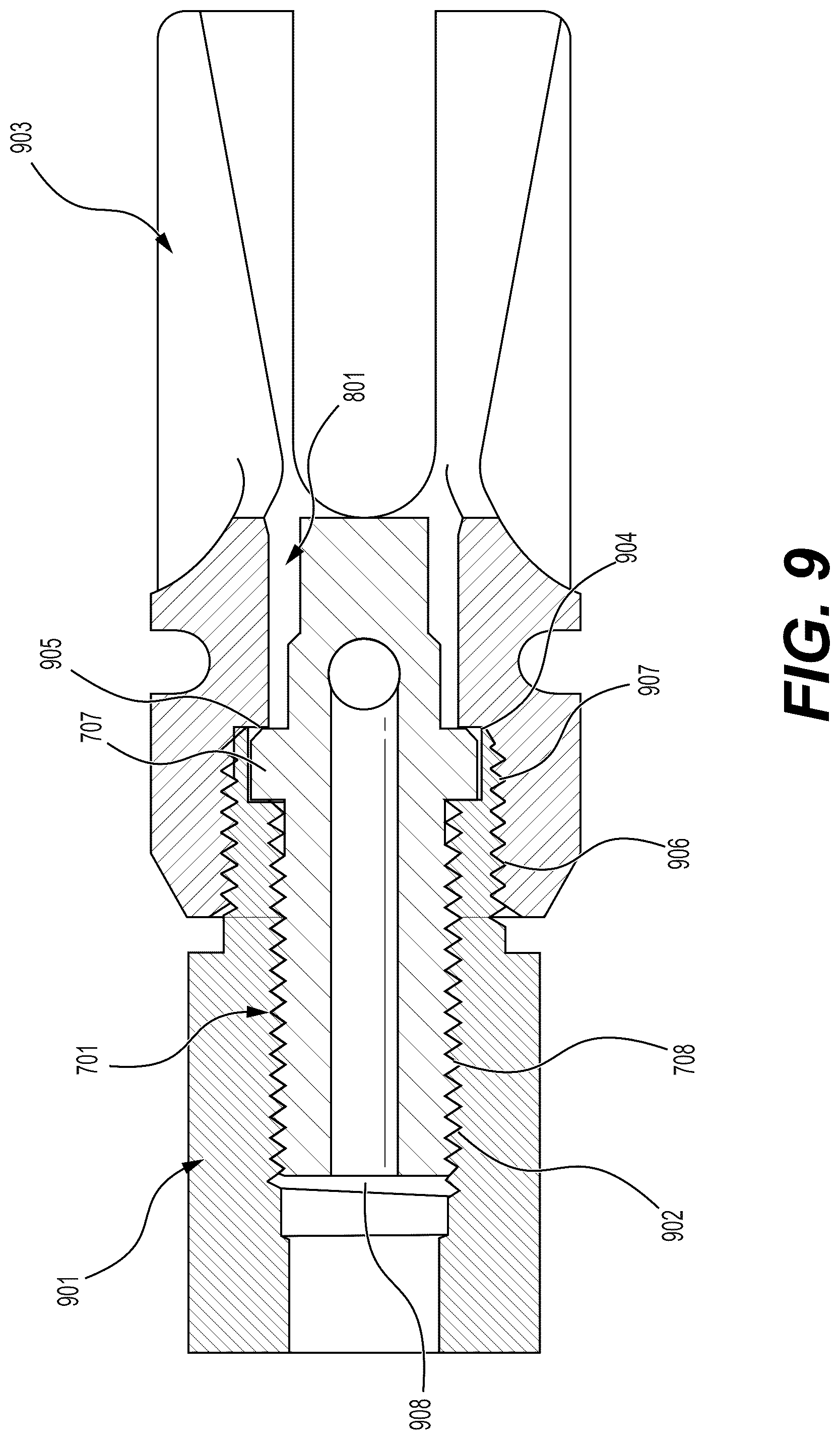 Patent US12590776 Figure 11 – Discreet blank firing adapter
