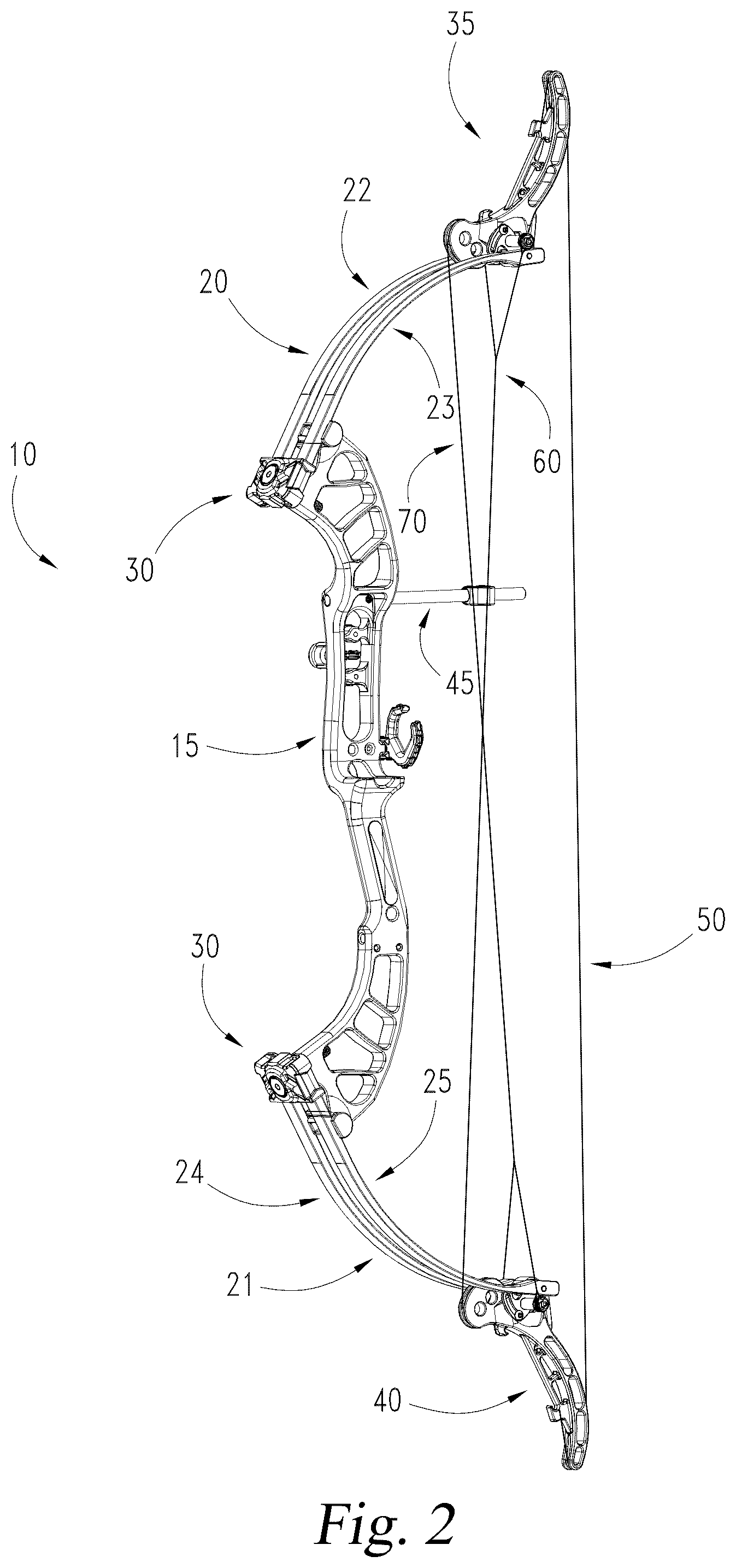 Patent US12590777 Figure 2 – Lever system for lever bow