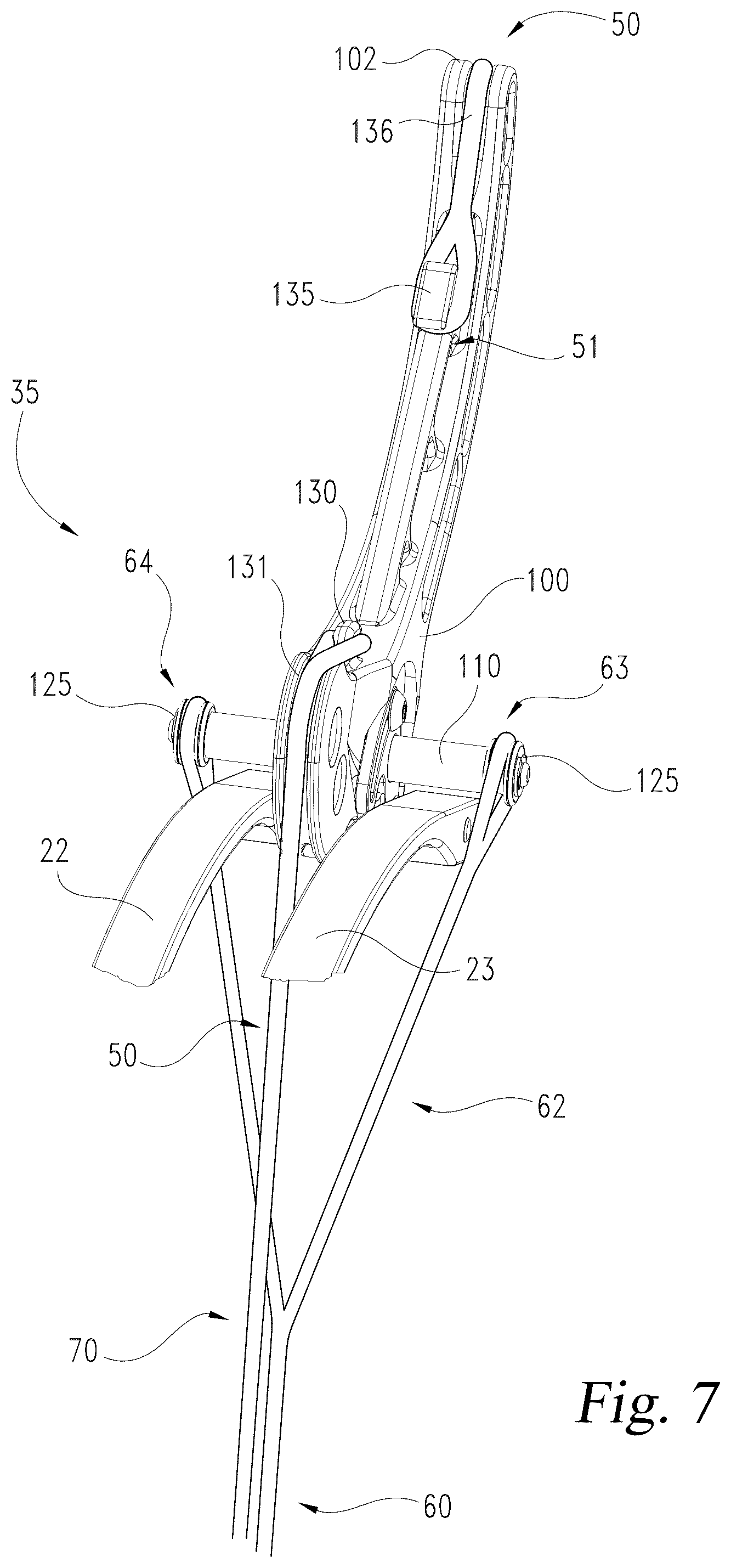 Patent US12590777 Figure 7 – Lever system for lever bow