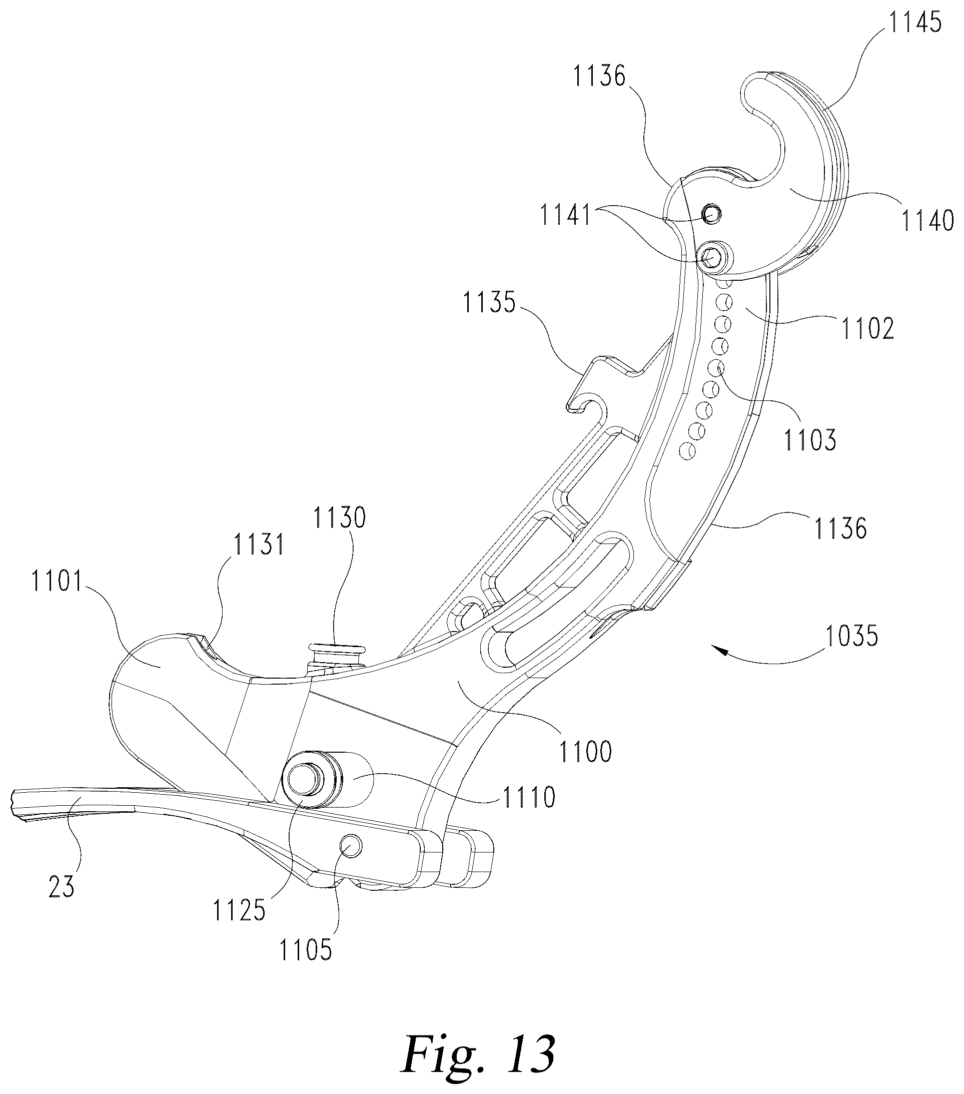Patent US12590777 Figure 13 – Lever system for lever bow