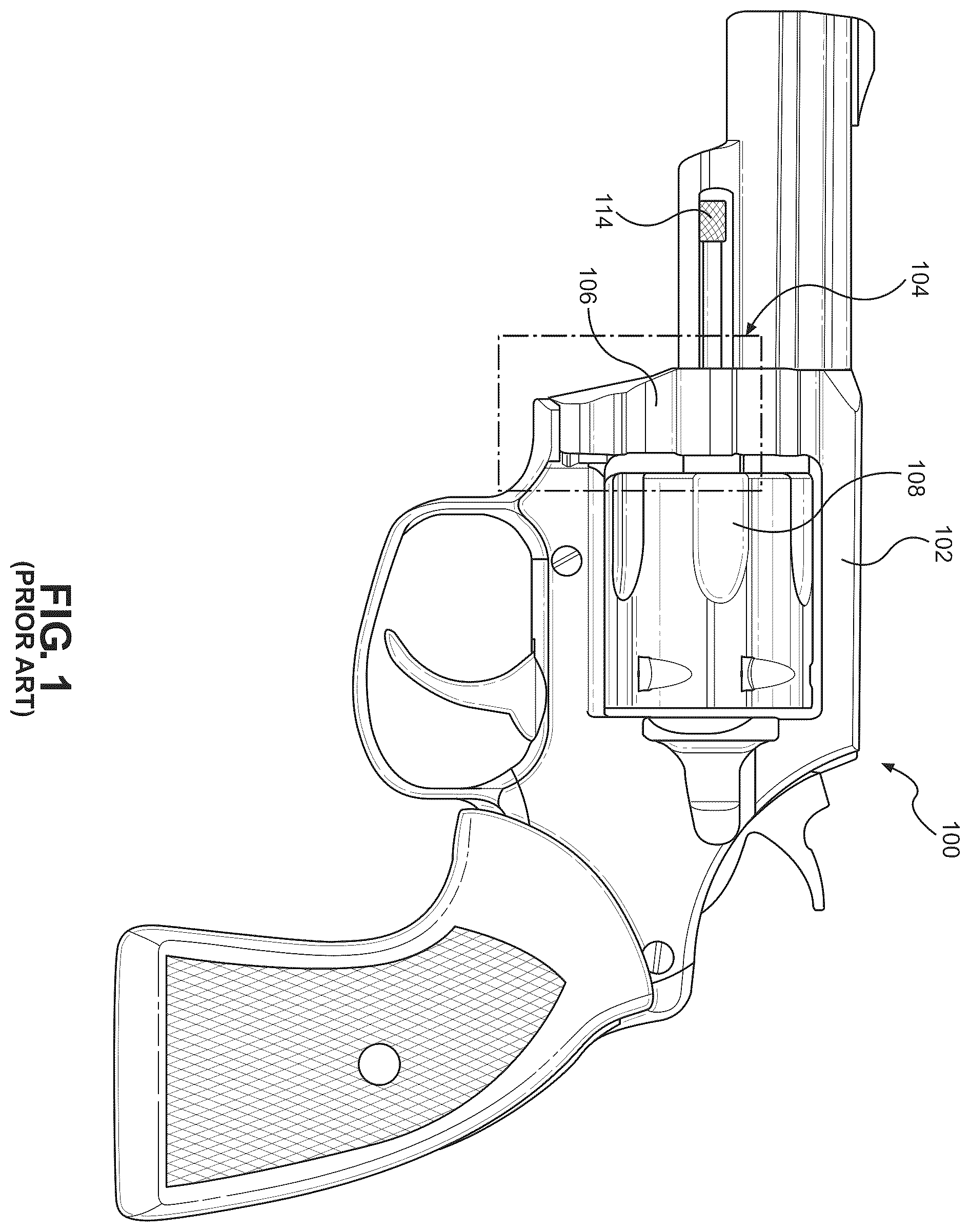 Patent US12590781 Figure 1 – Preloaded disposable cylinder system for revolver