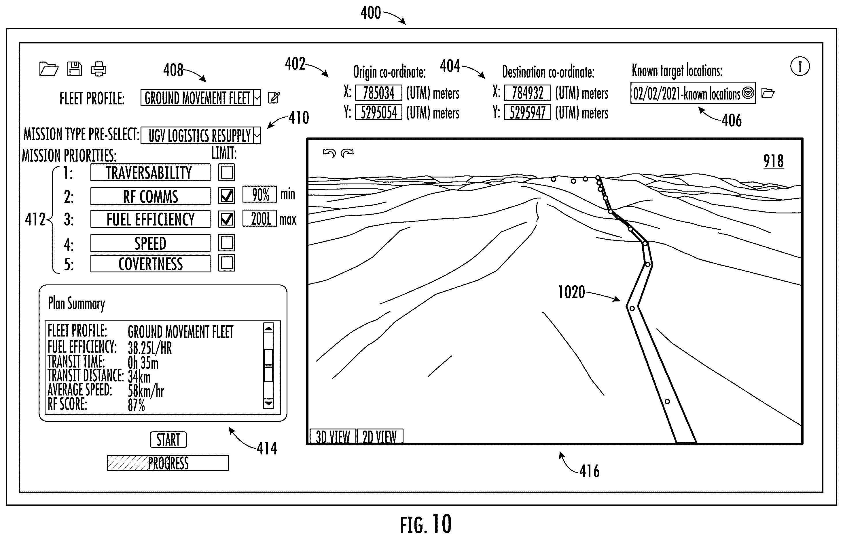 Patent US12590816 Figure 9 – Route planning for a ground vehicle through unfamiliar terrain
