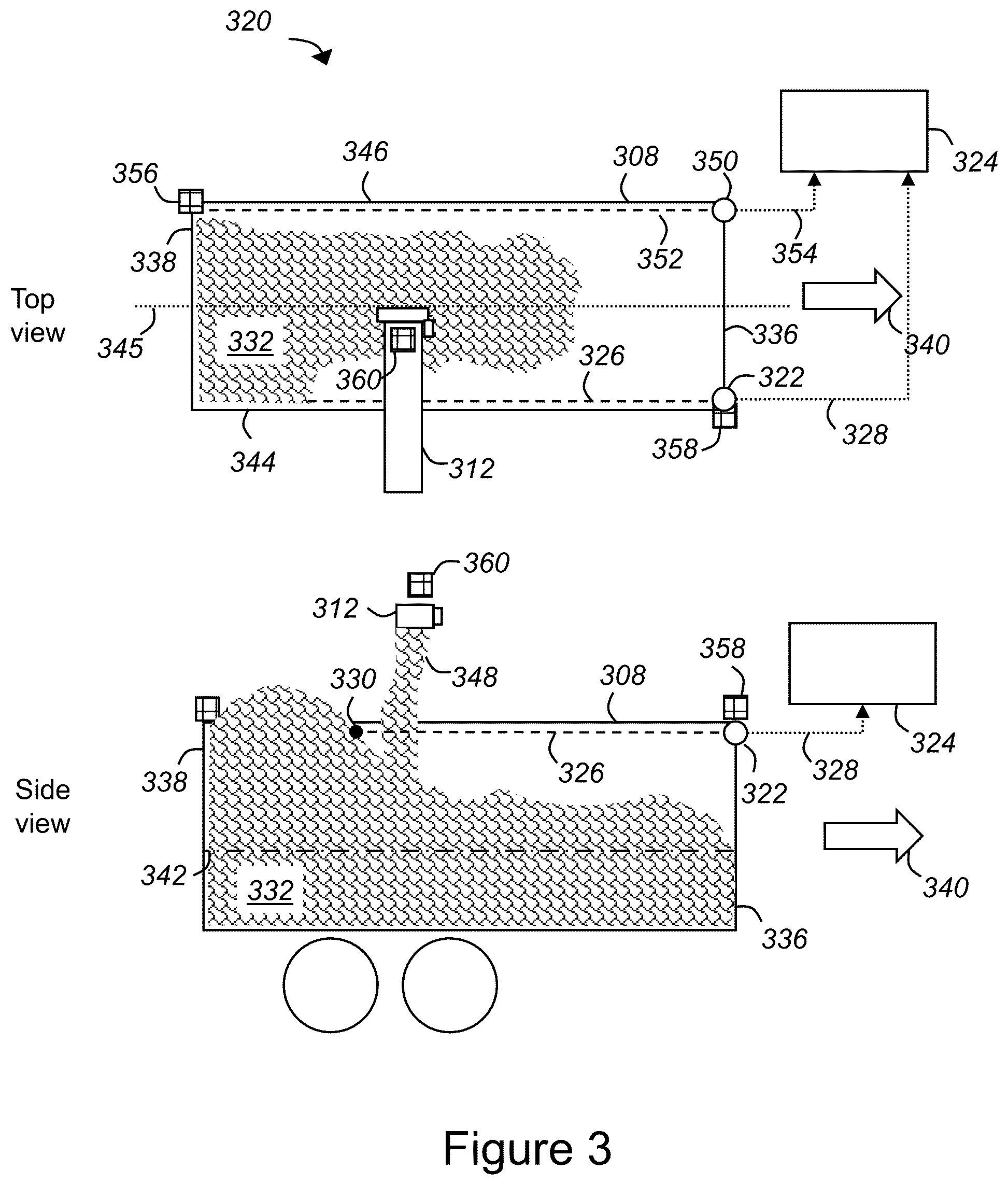 Patent US12590825 Figure 3 – Crop container monitoring