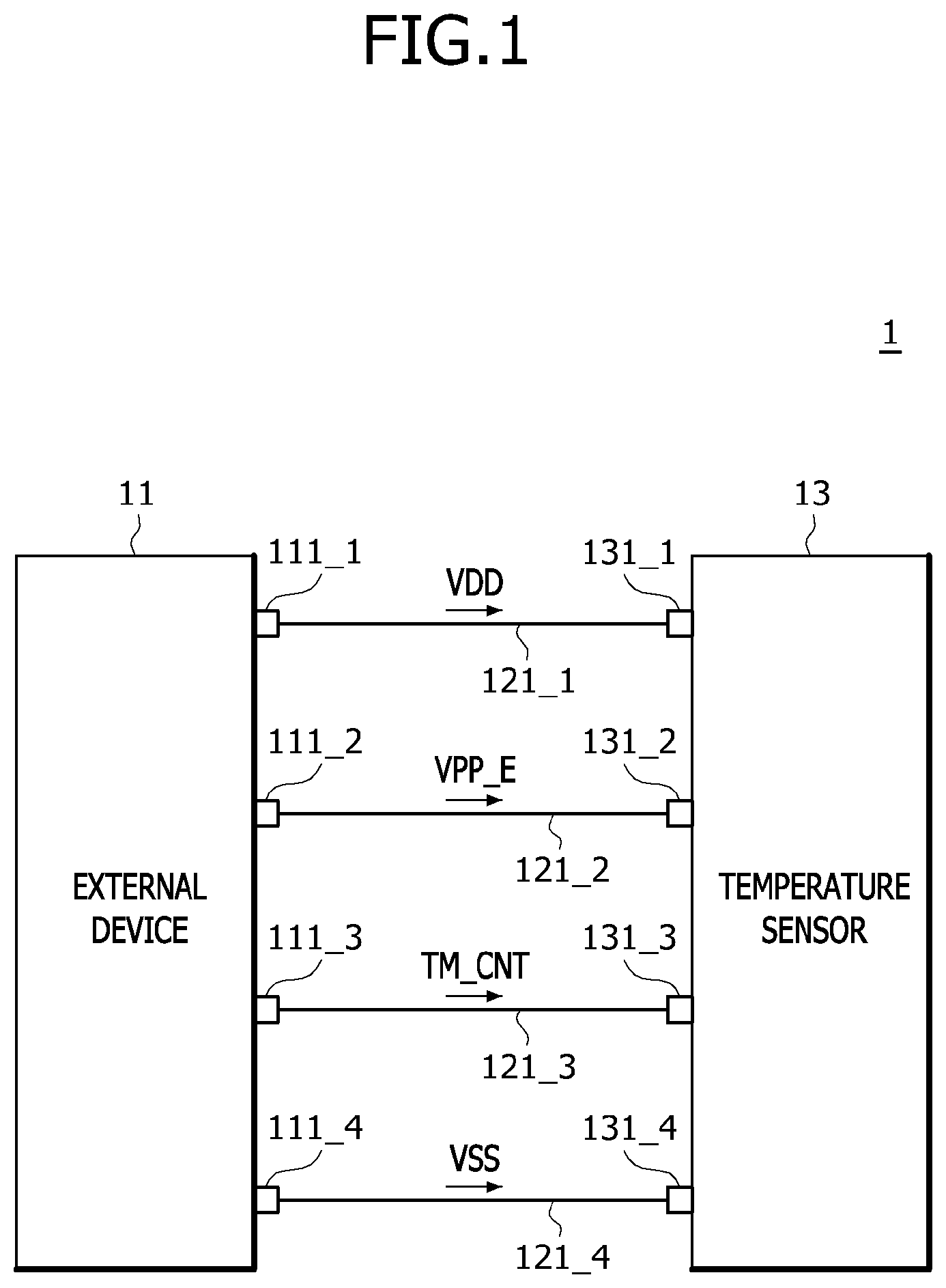 Patent US12590848 Figure 1 – Temperature sensor and electronic system for executing trimming operations