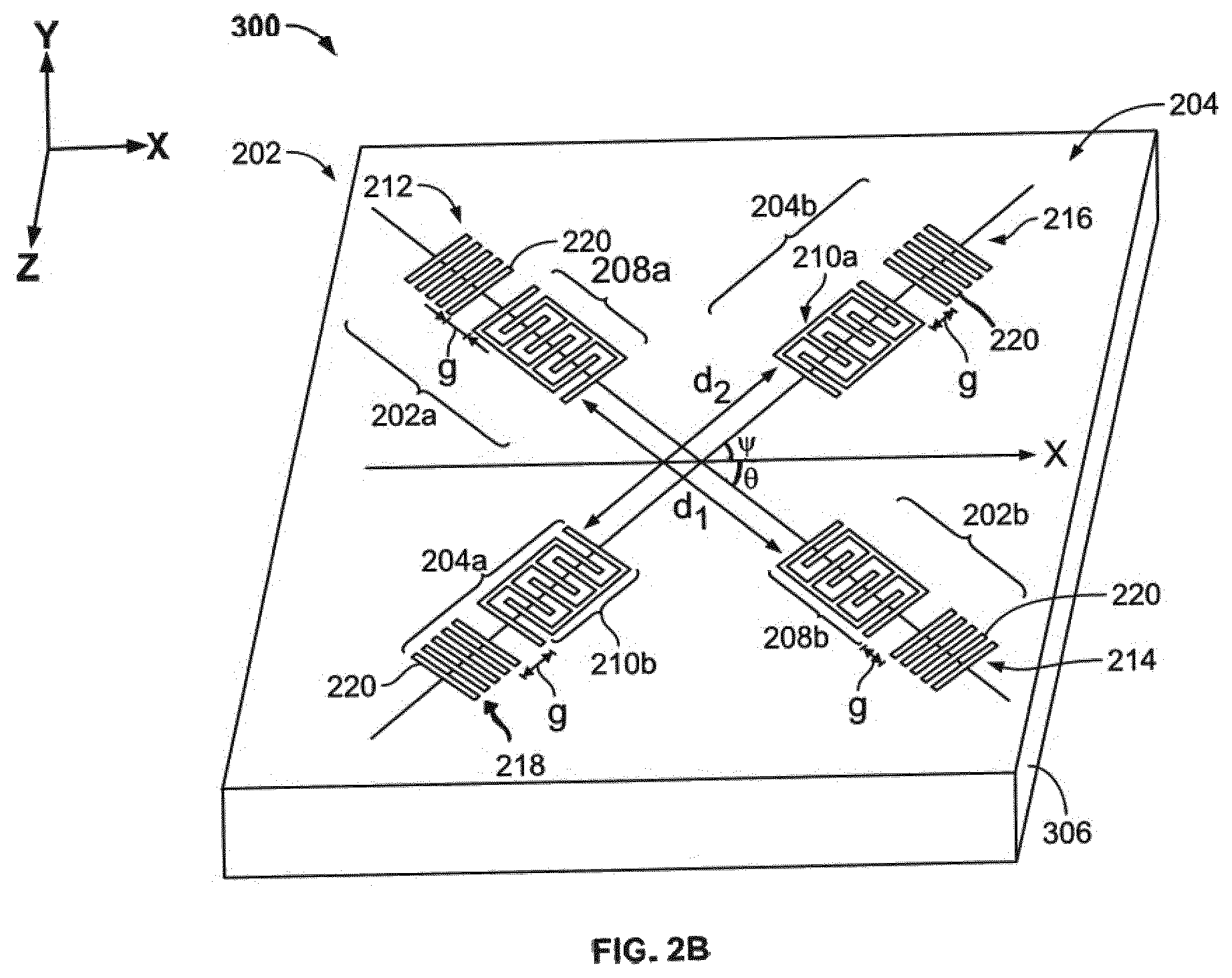 Patent US12590854 Figure 3 – Resonator device for measuring stress including at least two resonators each having a transducer between reflecting structures with a shared cavity