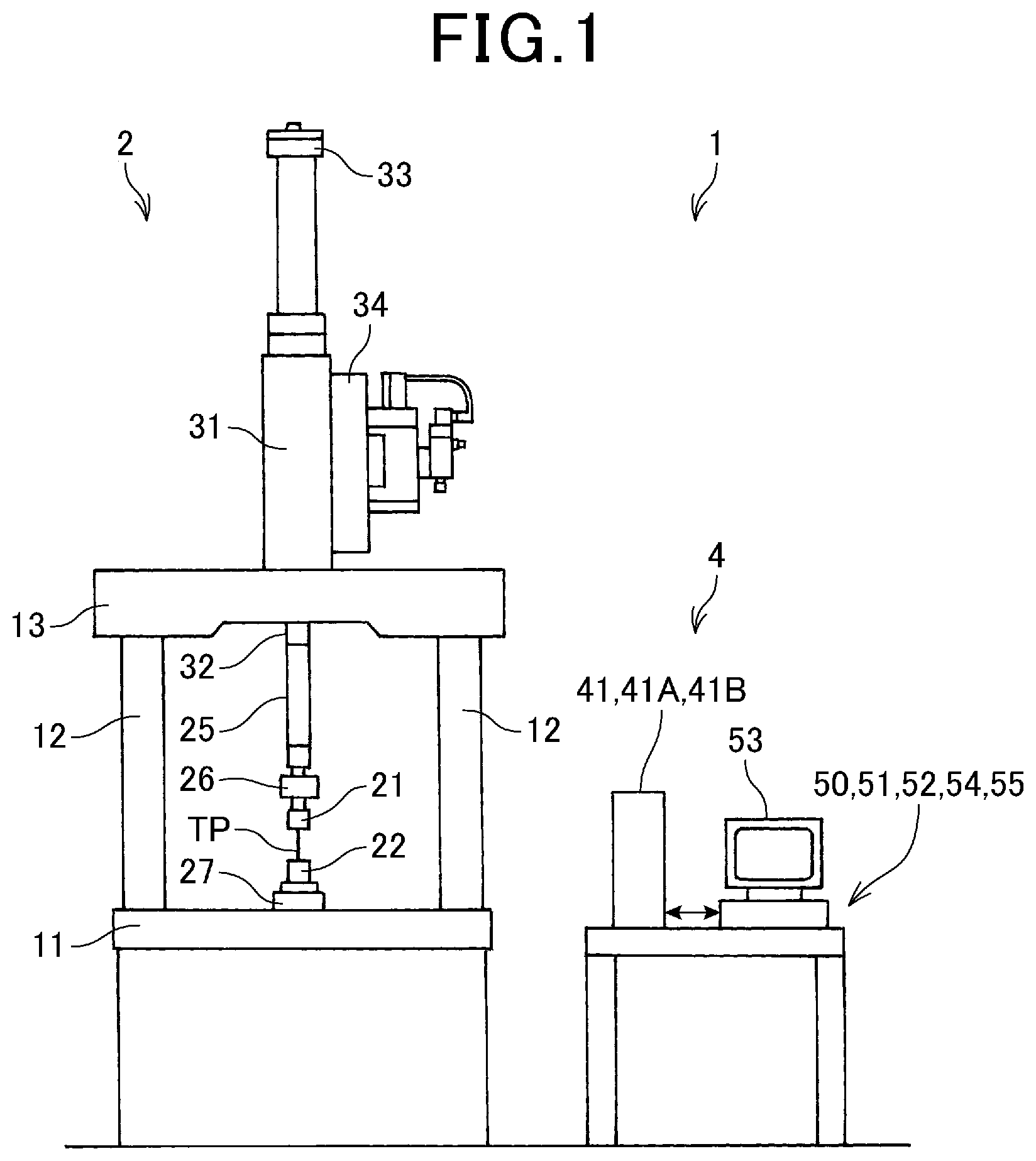 Patent US12590874 Figure 1 – Tensile testing machine and method for controlling tensile testing machine