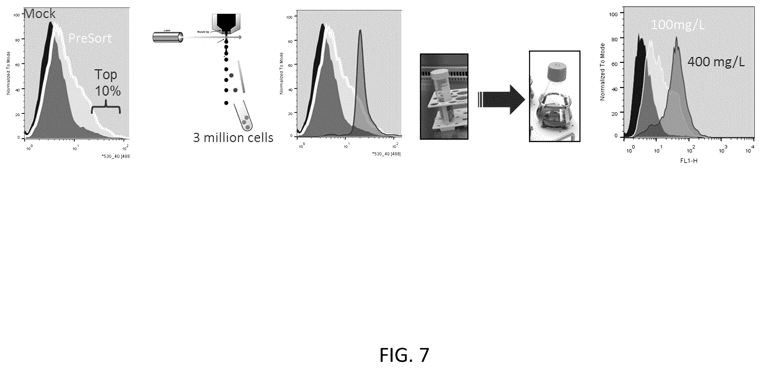 Patent US12590880 Figure 7 – Flare (flow cytometry attenuated reporter expression) technology for rapid bulk sorting
