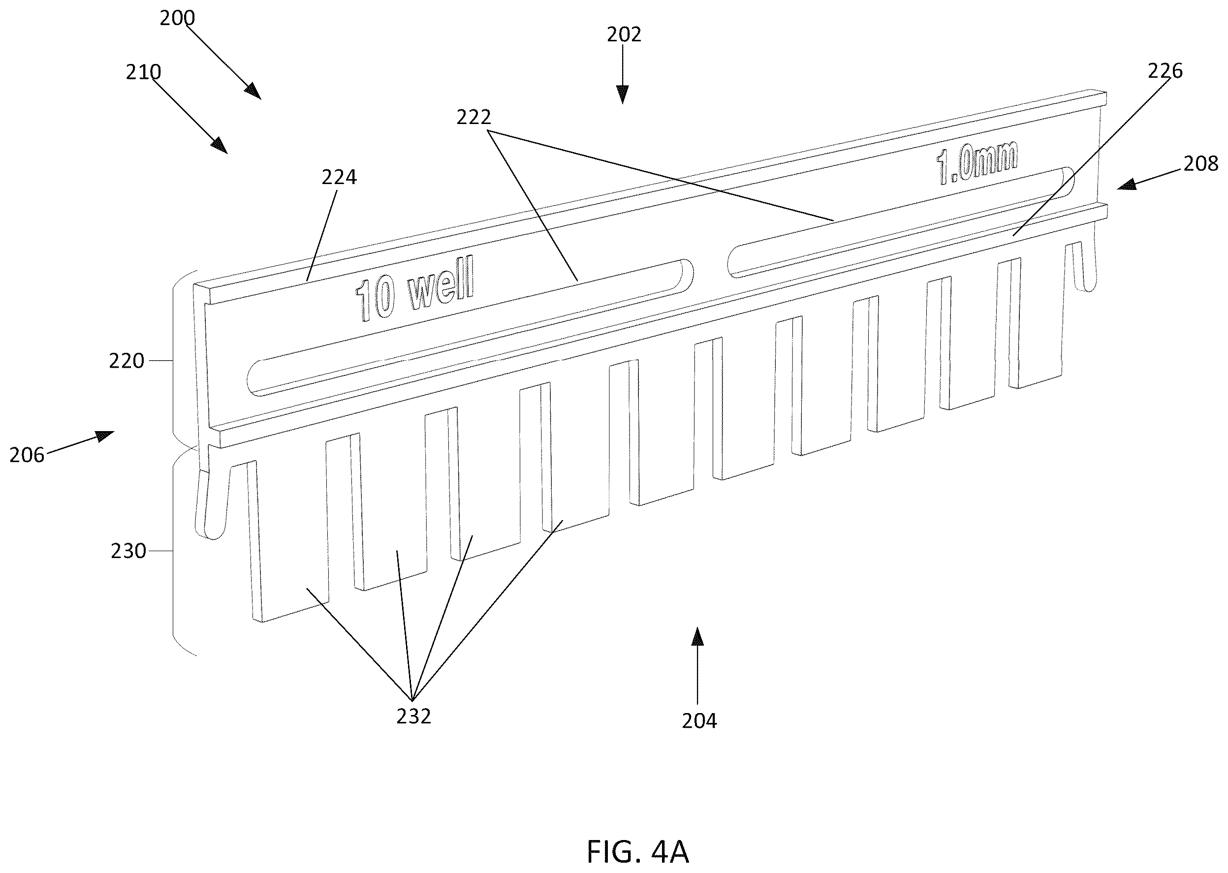 Patent US12590923 Figure 4 – Removal tool for extracting a sample well comb from electrophoretic gels