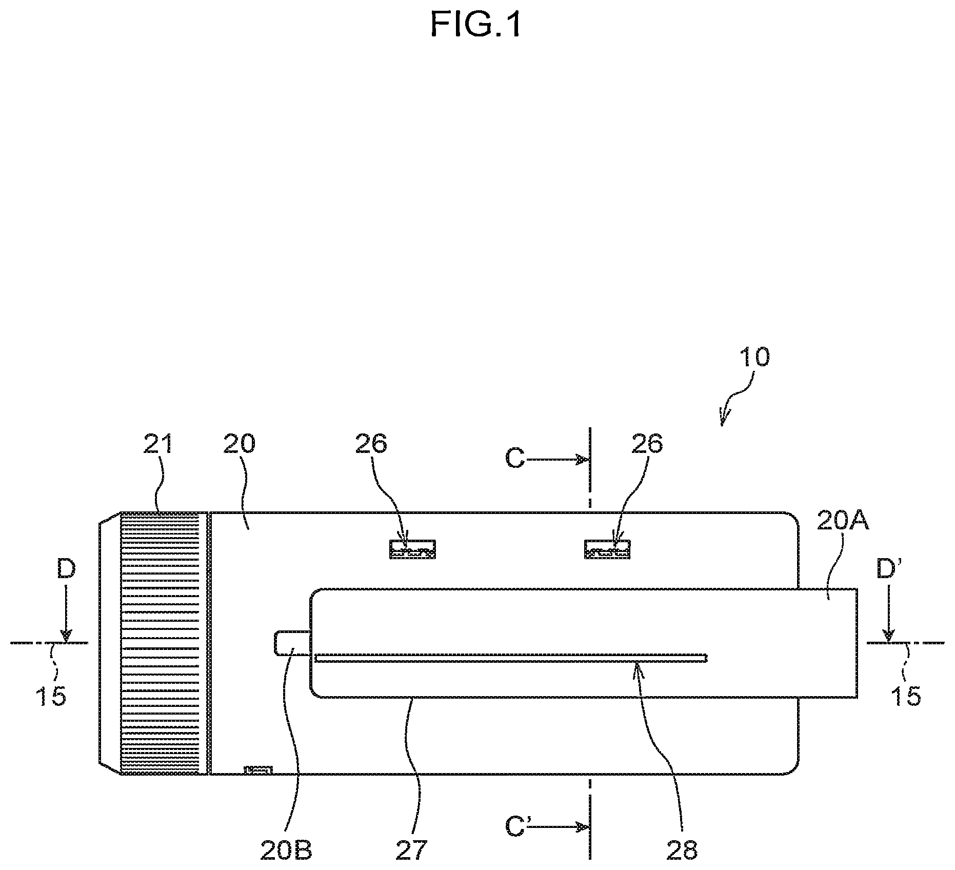 Patent US12590946 Figure 1 – Test strip container and test strip discharging mechanism