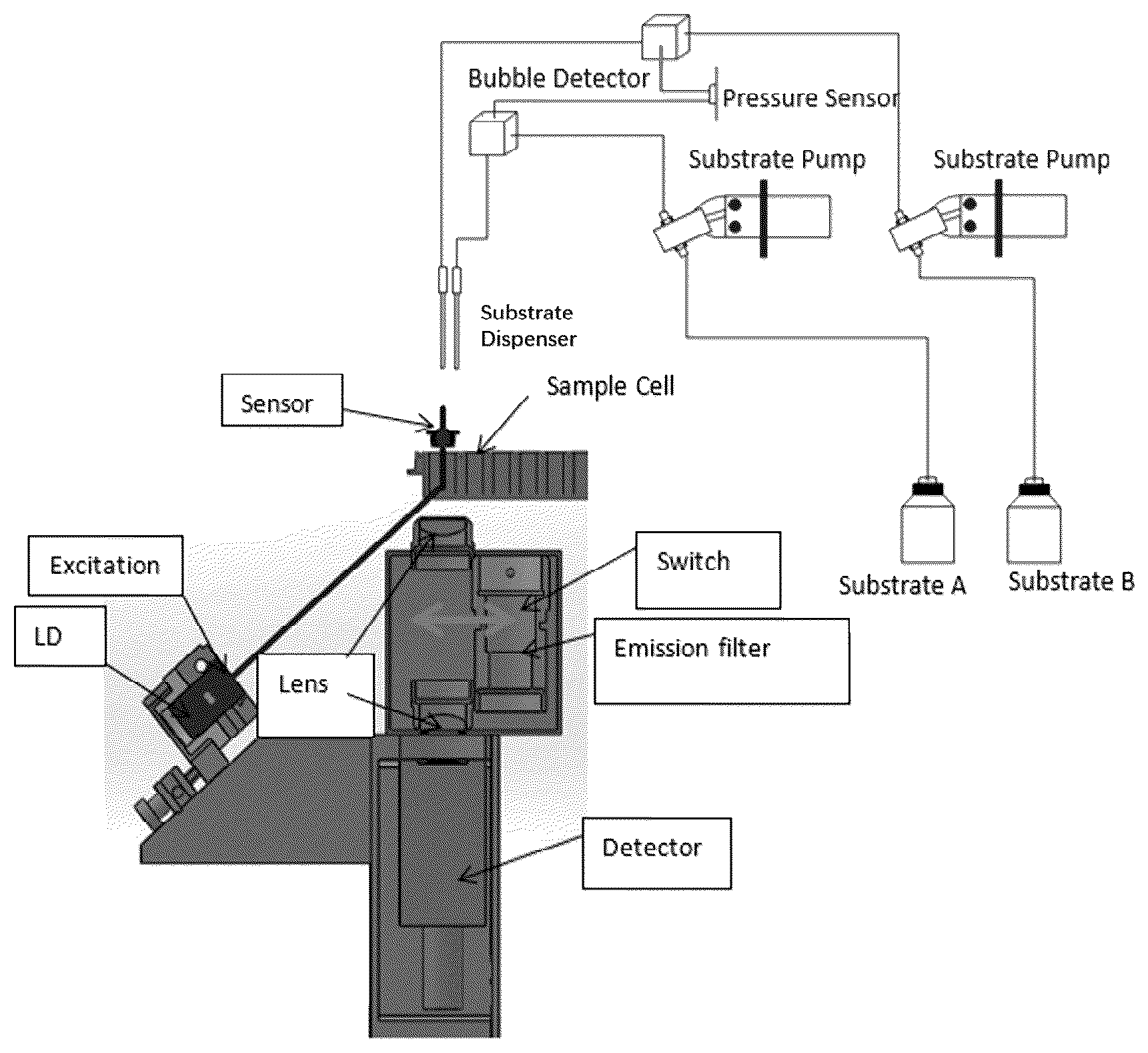 Patent US12590976 Figure 1 – Detection method using both fluorescence and chemiluminescence labels