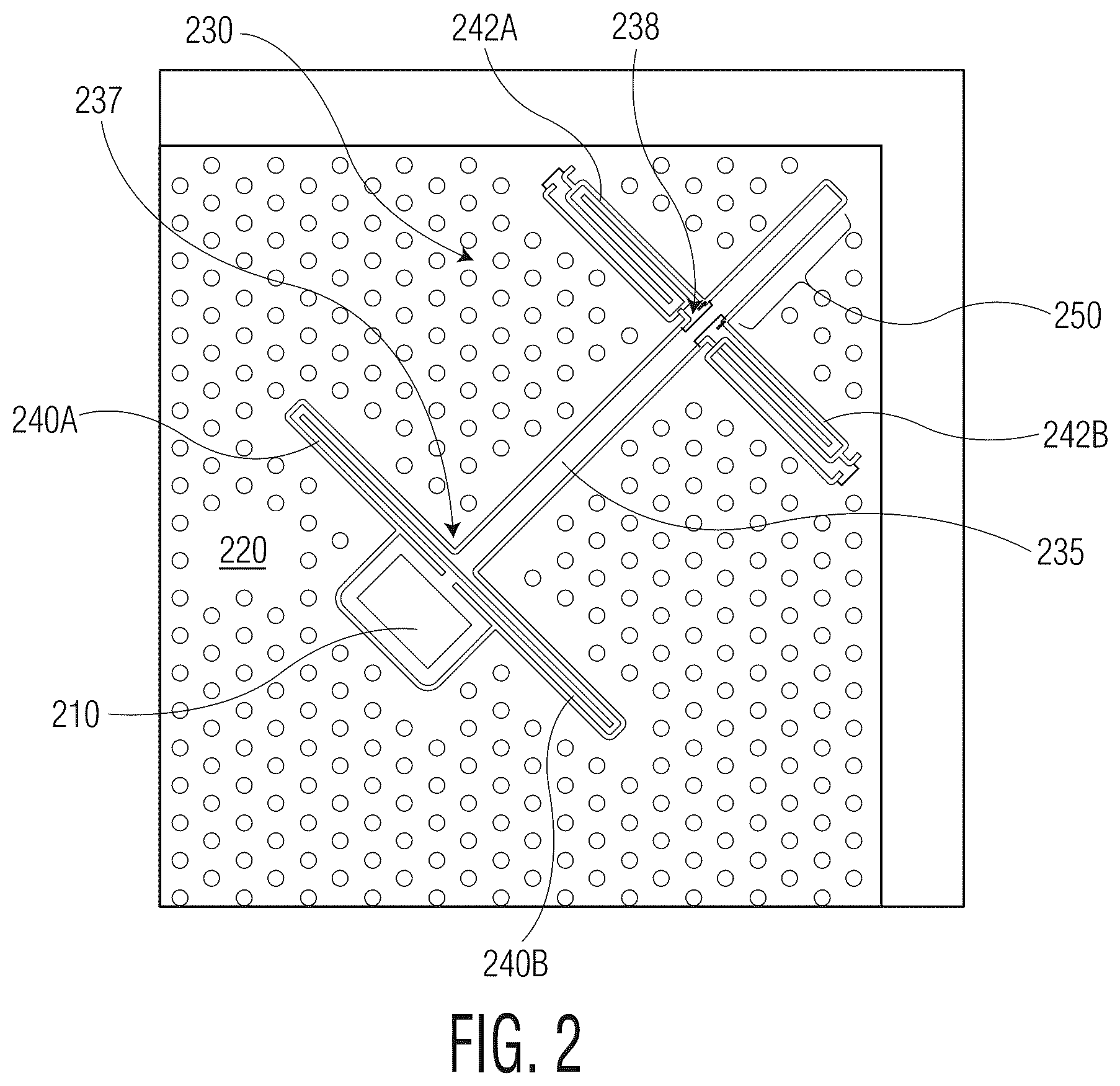 Patent US12590985 Figure 2 – MEMS accelerometer with vertical stops