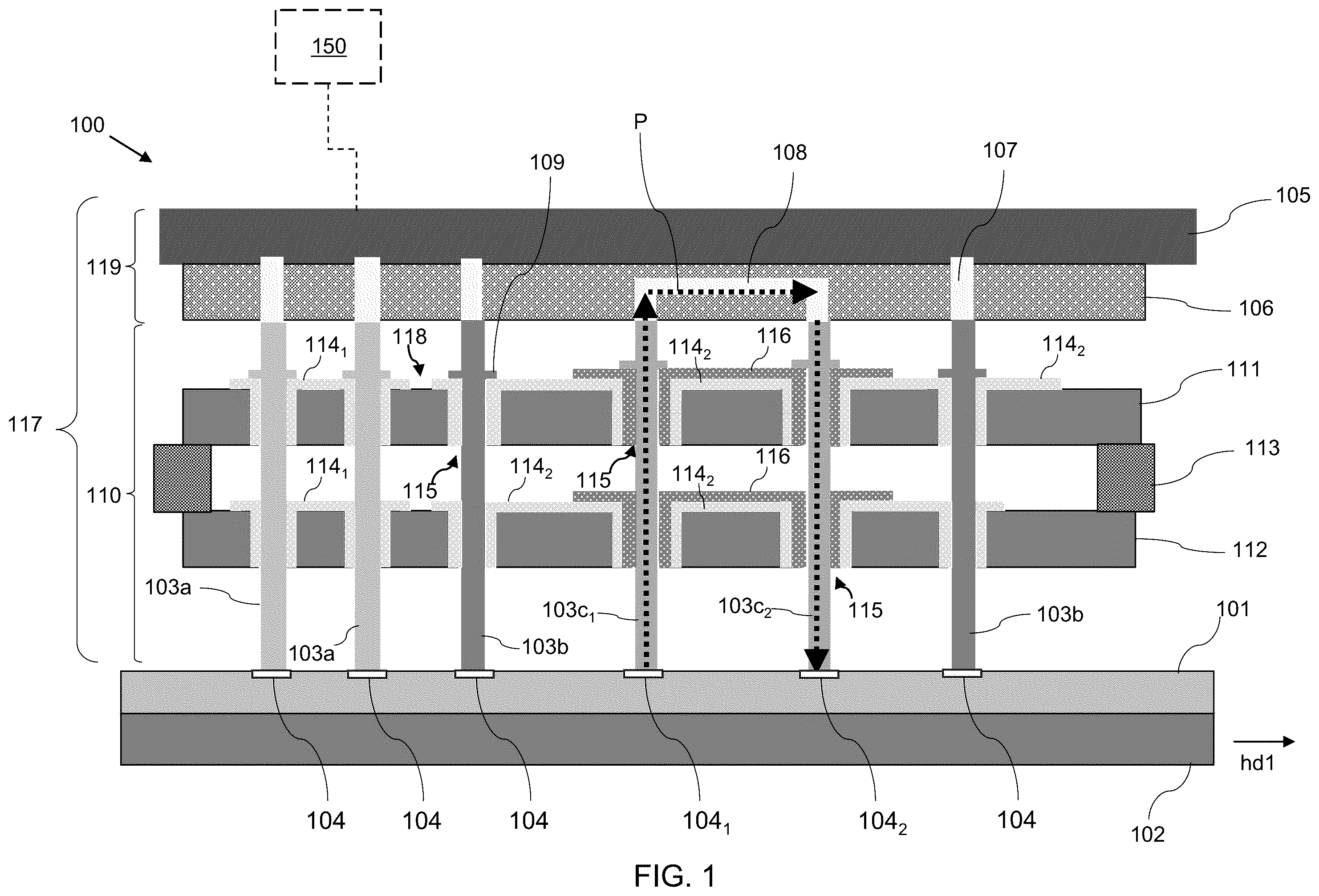 Patent US12590992 Figure 1 – Probe head structures for circuit probe test systems and methods of forming the same