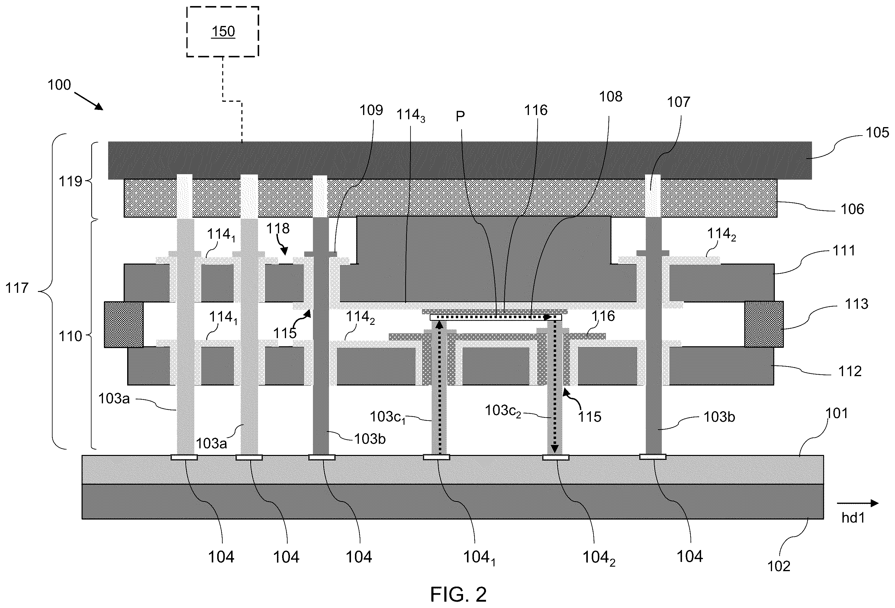 Patent US12590992 Figure 2 – Probe head structures for circuit probe test systems and methods of forming the same