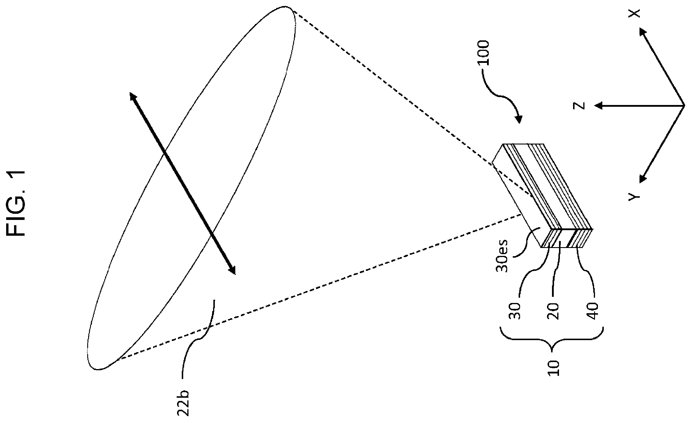 Patent US12591044 Figure 1 – Light projection apparatus and moving body