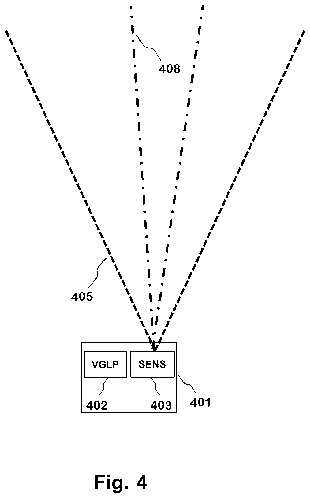 Patent US12591053 Figure 4 – Radar system with projection capability