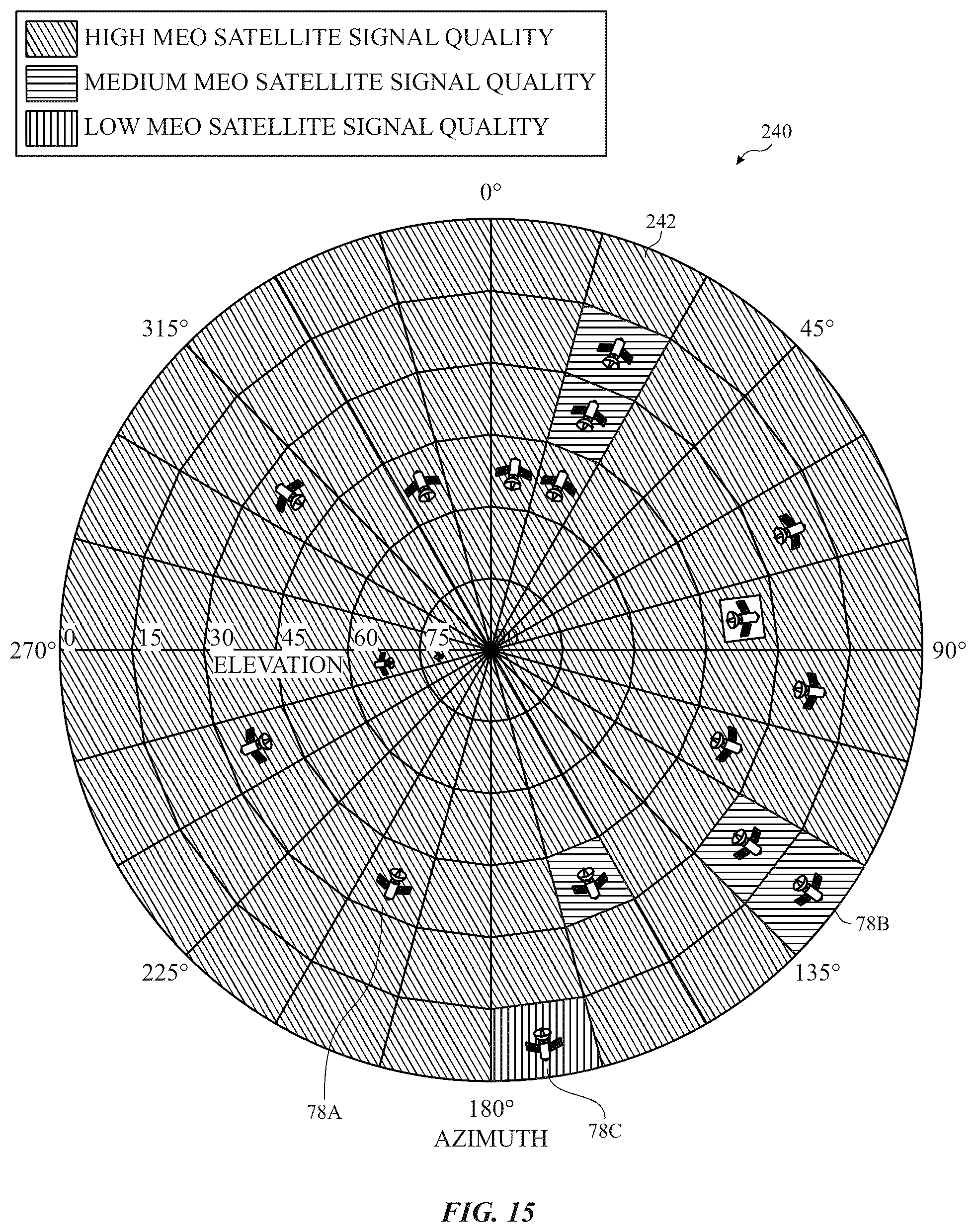 Patent US12591068 Figure 12 – LEO satellite connection assistance using MEO satellite signal data