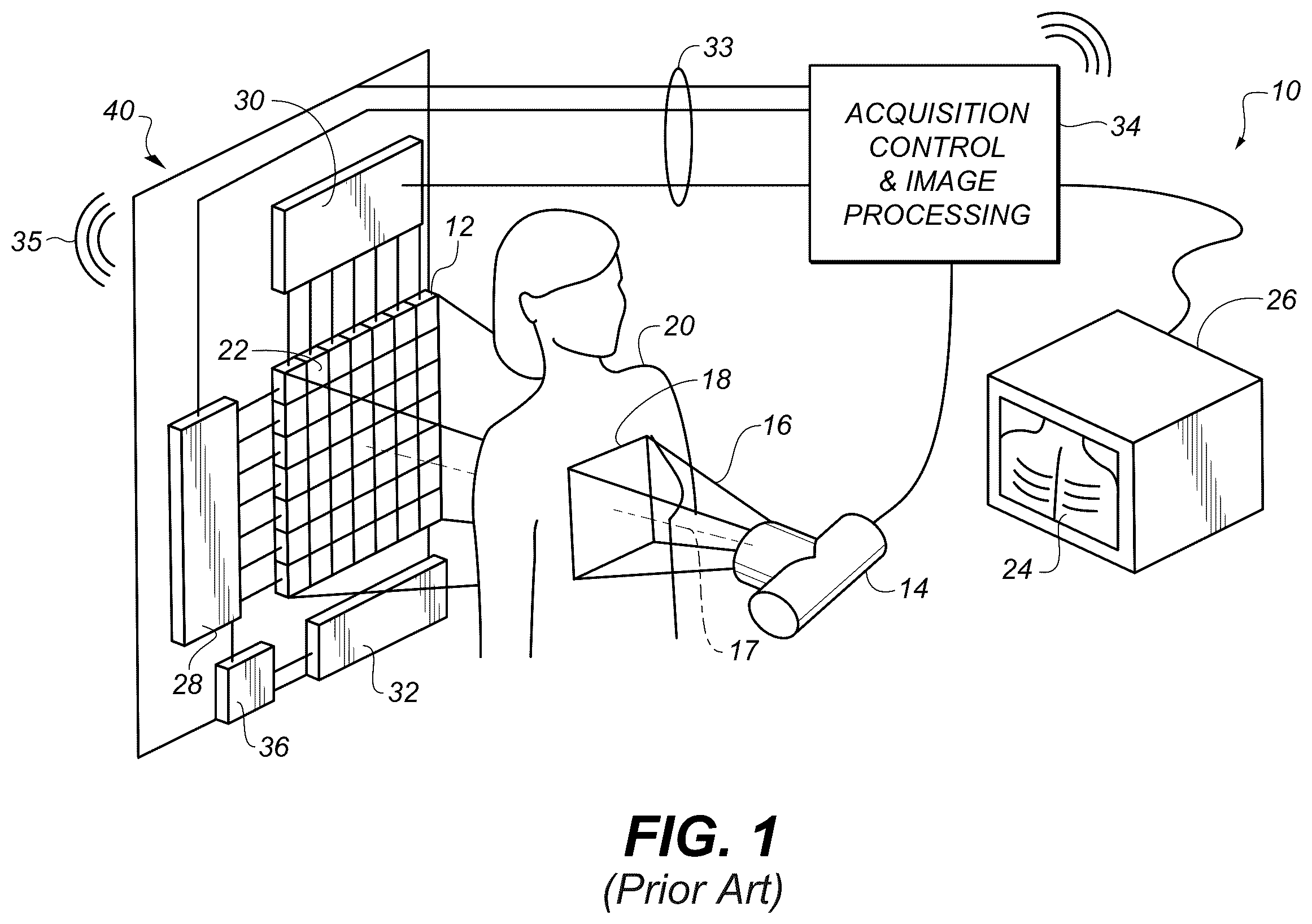 Patent US12591071 Figure 1 – Radiographic detector readout