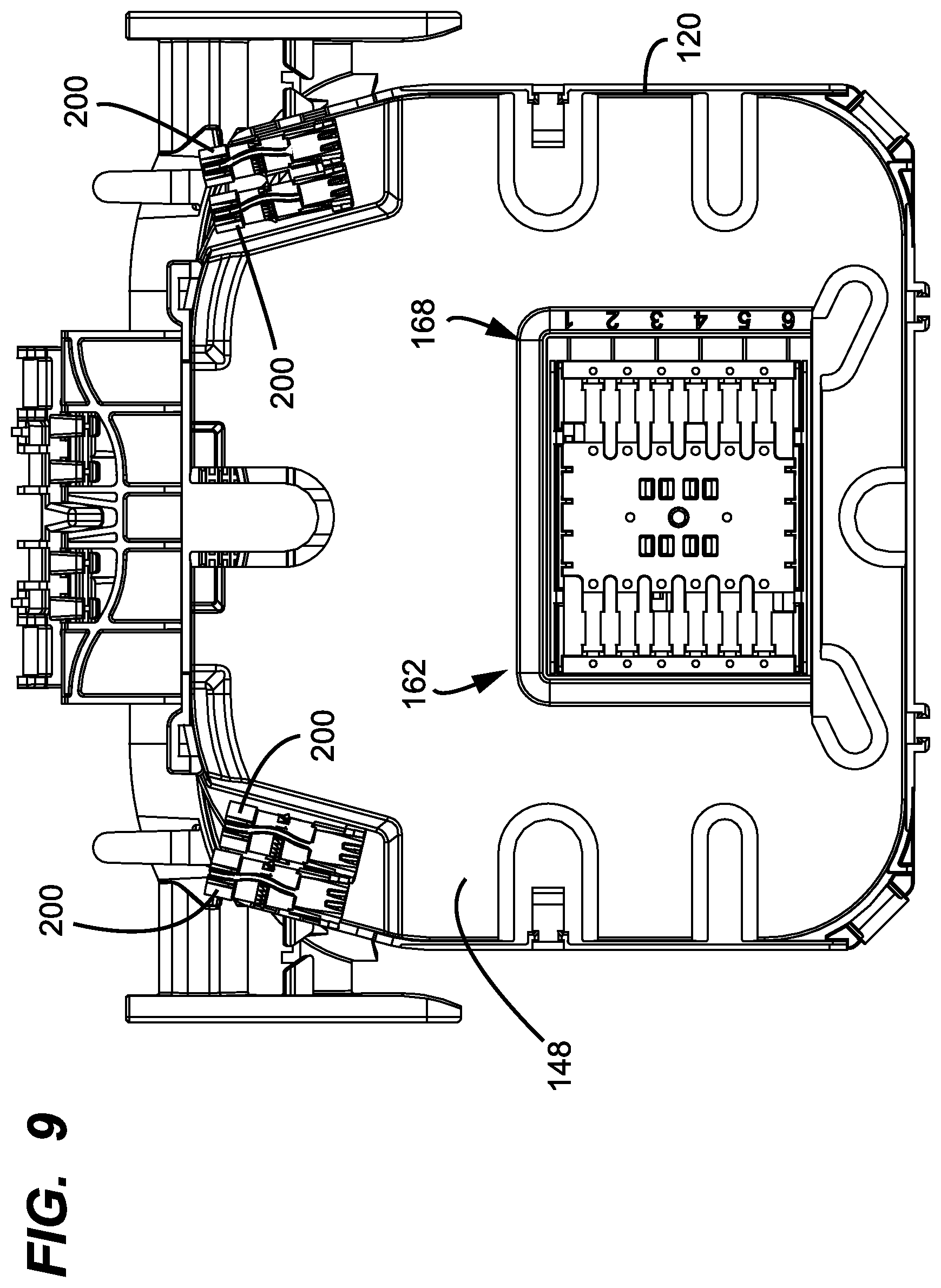 Patent US12591098 Figure 9 – Sheath termination and ribbon orienting devices and methods for flat optical fiber ribbons
