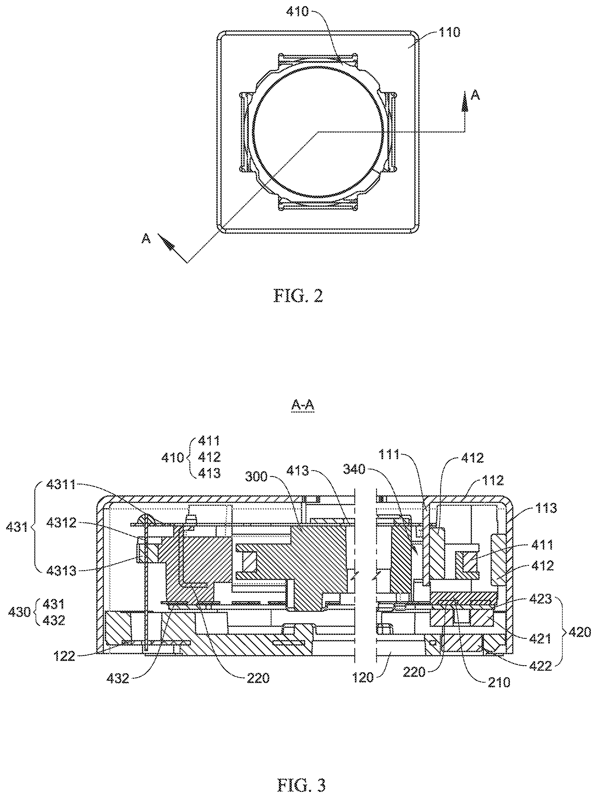 Patent US12591104 Figure 2 – Lens module and electronic device having bearing structure with bent portion