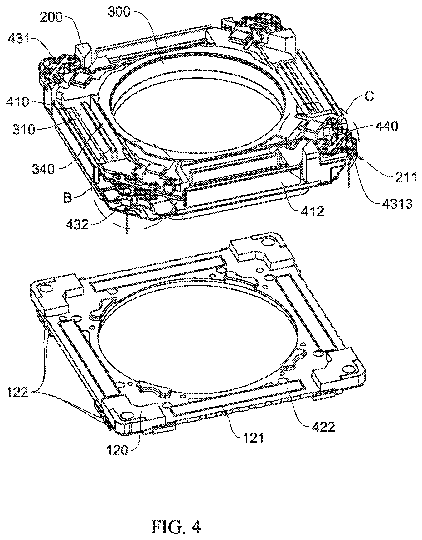 Patent US12591104 Figure 3 – Lens module and electronic device having bearing structure with bent portion