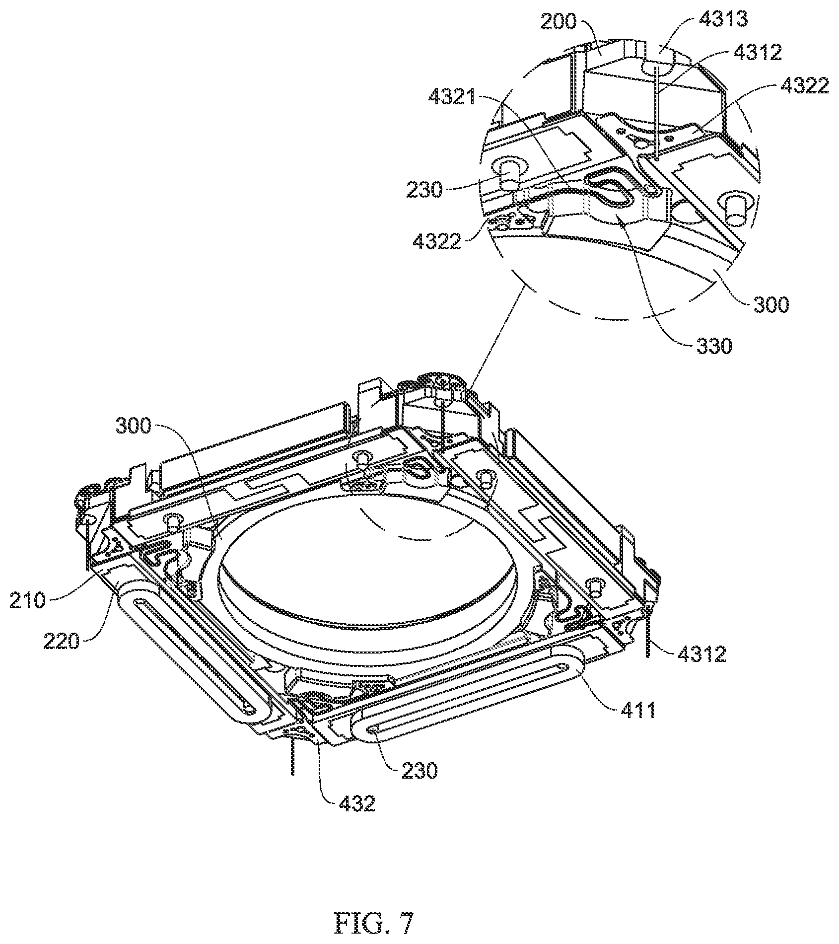 Patent US12591104 Figure 5 – Lens module and electronic device having bearing structure with bent portion