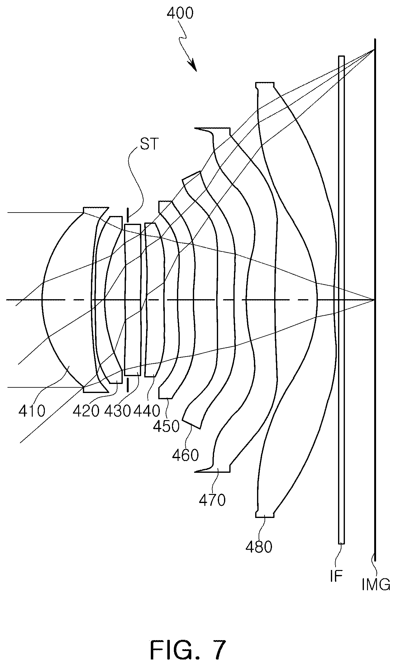 Patent US12591117 Figure 7 – Imaging lens system including eight lenses of +−−++−+−, +−−+−−+− or +−−−+−+− refractive powers