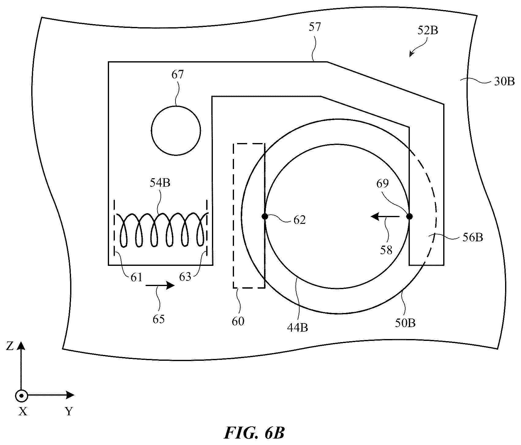 Patent US12591137 Figure 6 – Electronic devices with biased guide rails