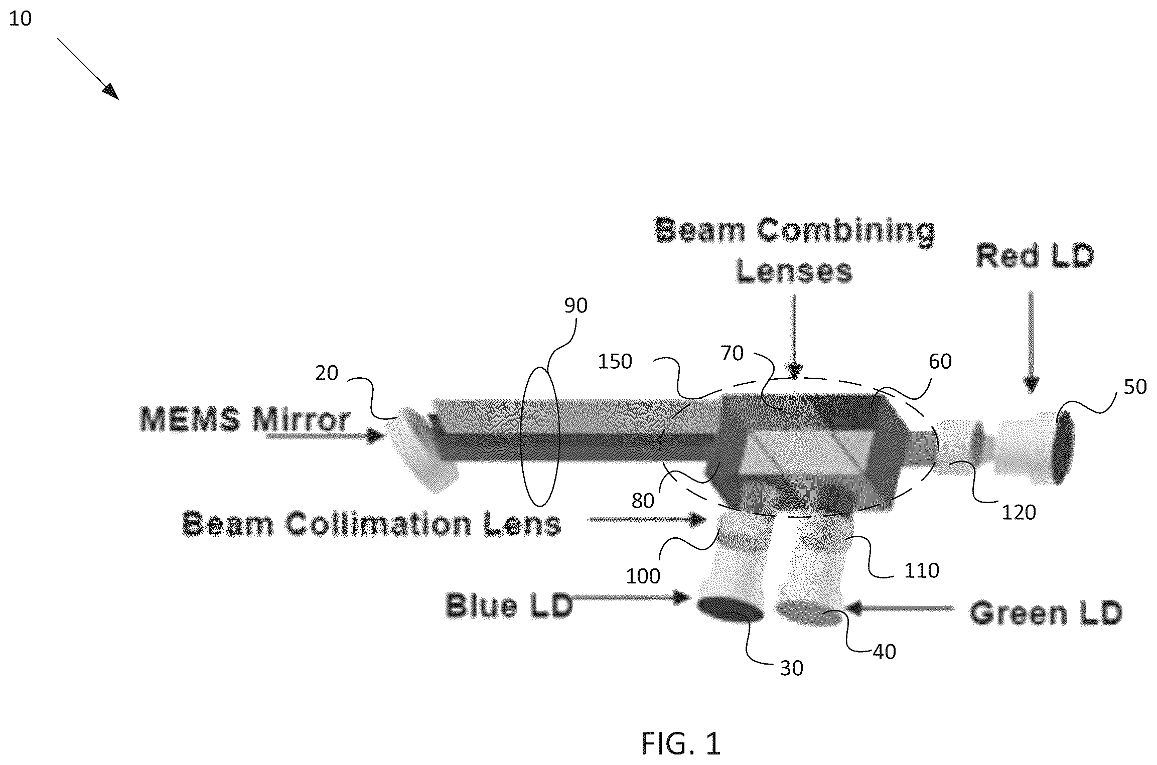 Patent US12591138 Figure 1 – Optical device for AR glasses