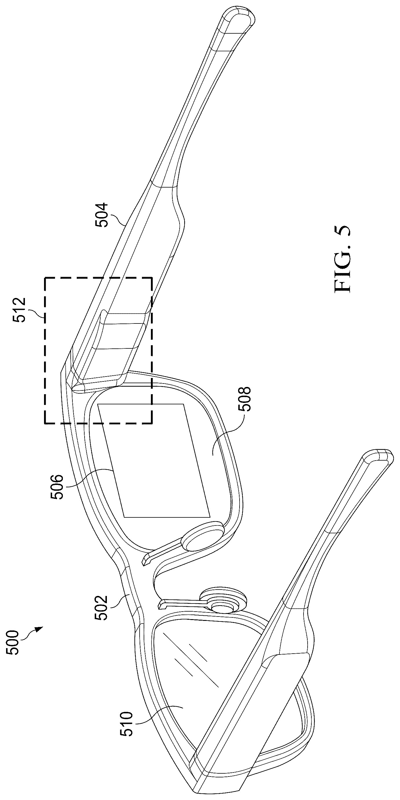 Patent US12591139 Figure 5 – Curved lightguide in a see-through shell