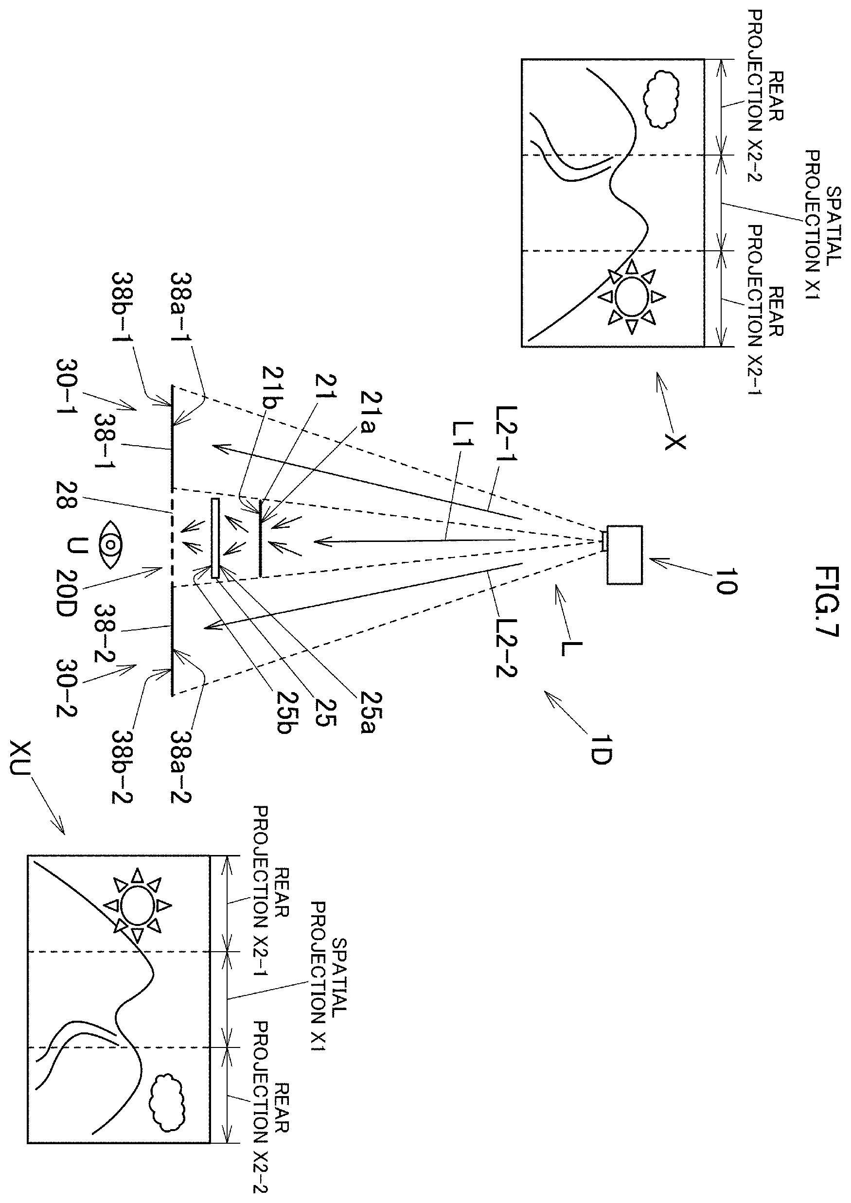 Patent US12591146 Figure 7 – Projector and projection method for forming images on aerial projection region and real projection surface