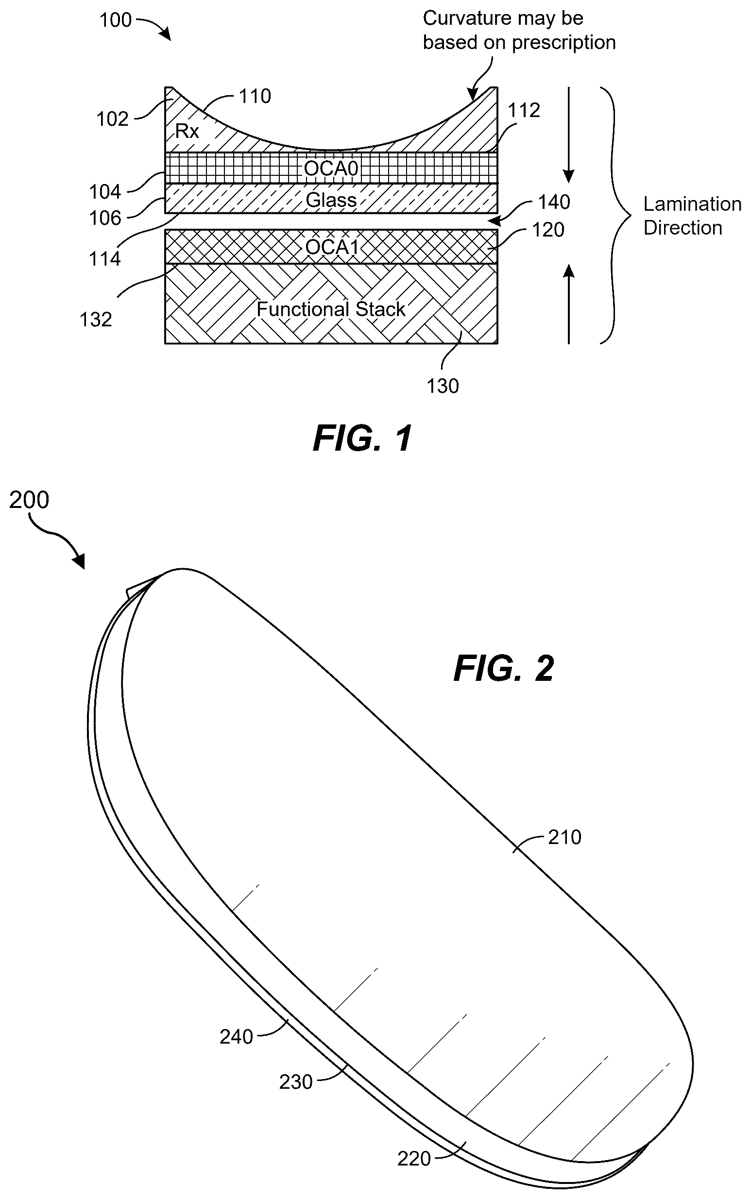 Patent US12591147 Figure 1 – Curved surface lamination