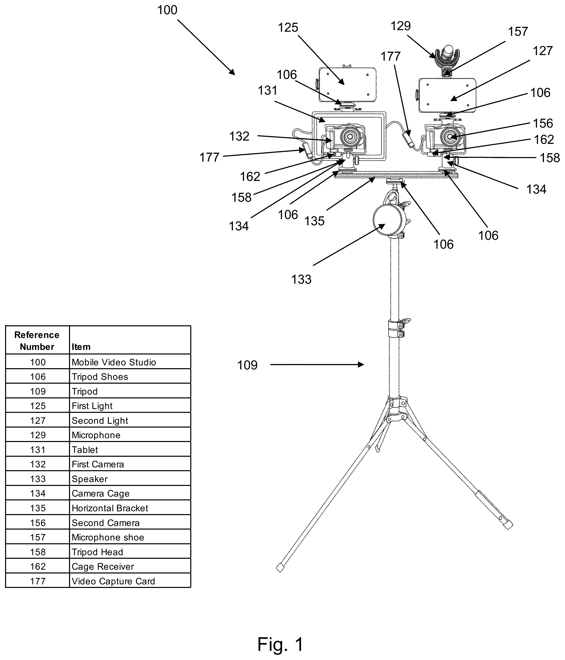 Patent US12591169 Figure 1 – Remotely controllable mobile video studio with integrated teleprompter, camera, lighting and microphone