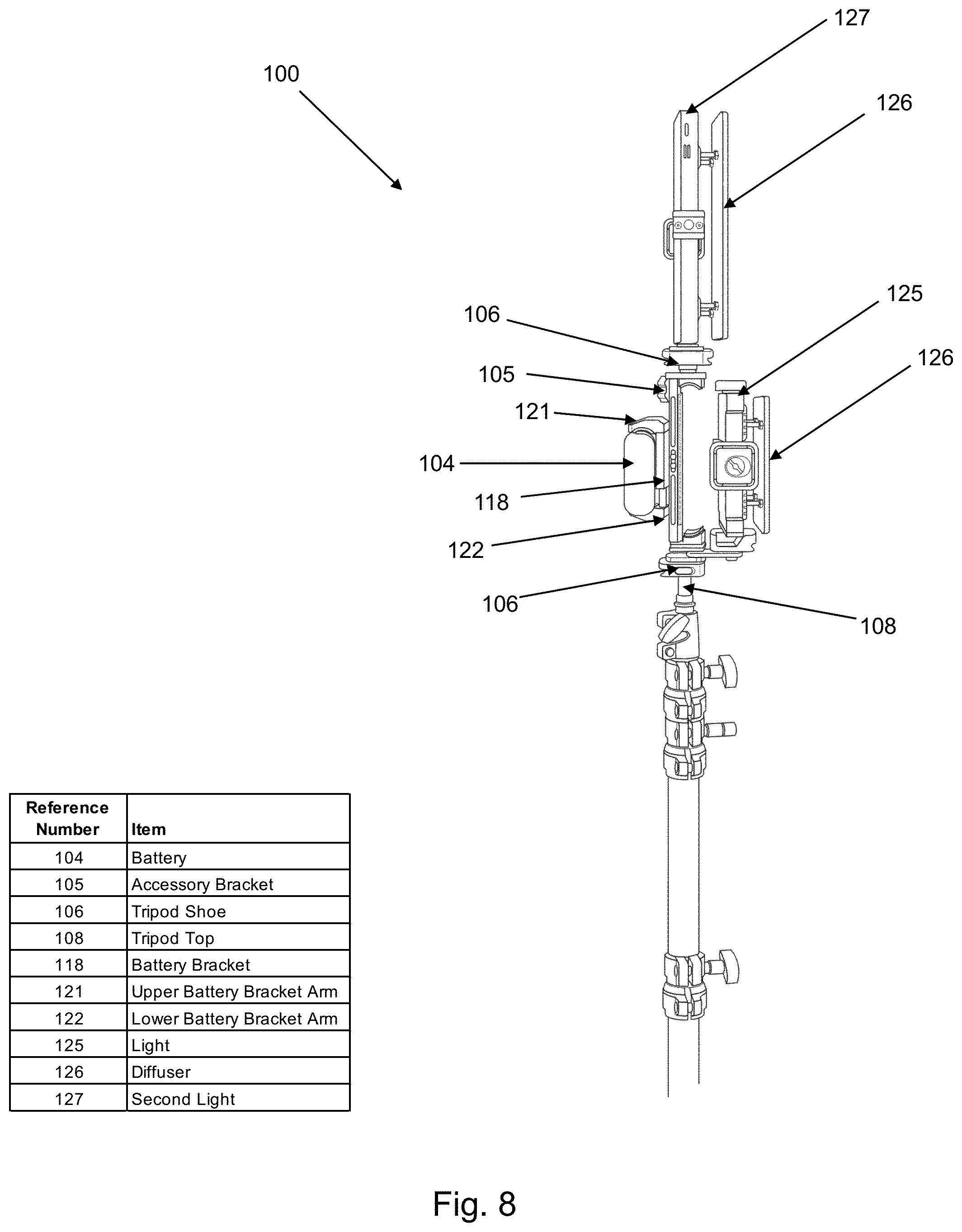 Patent US12591169 Figure 8 – Remotely controllable mobile video studio with integrated teleprompter, camera, lighting and microphone