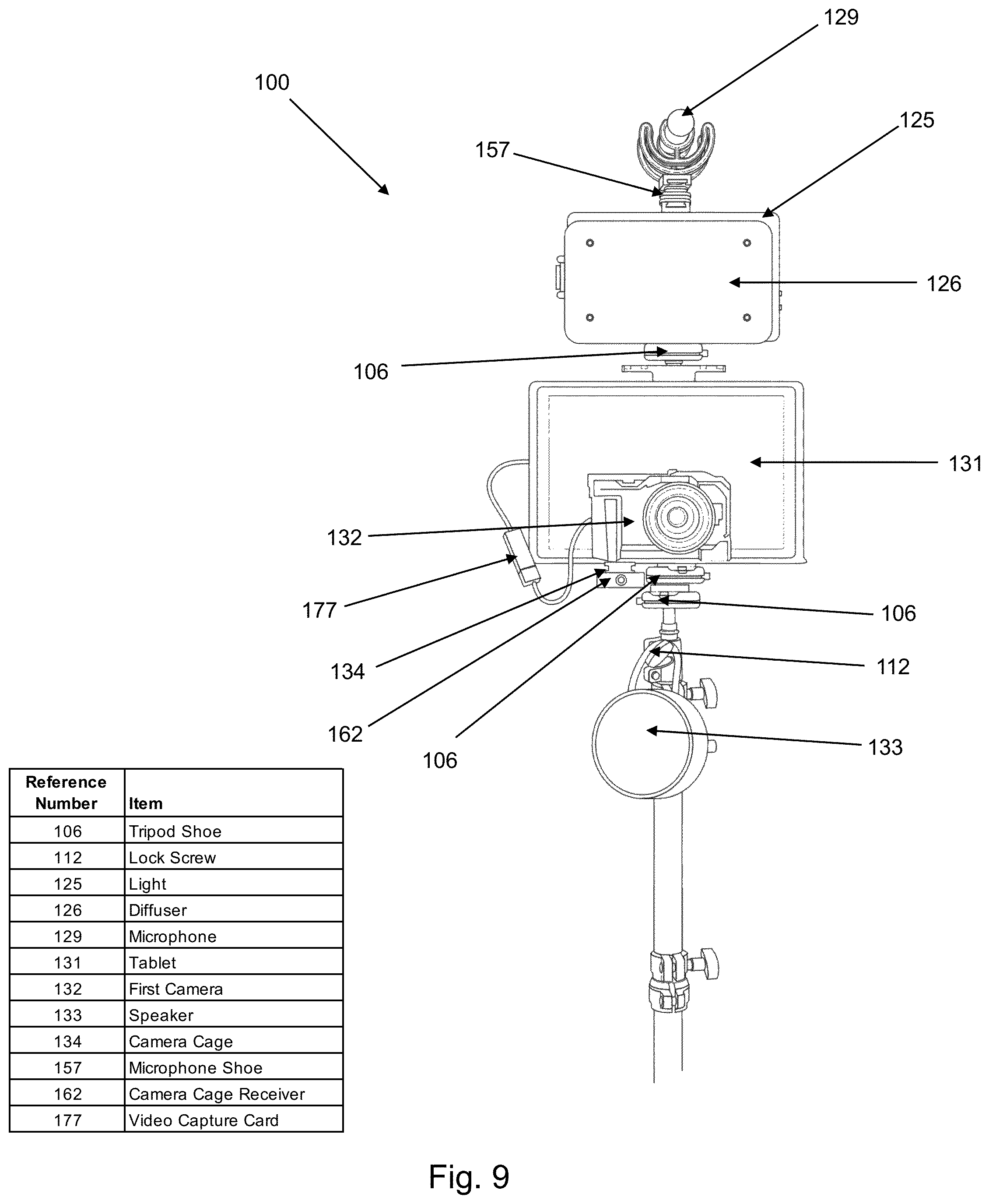 Patent US12591169 Figure 9 – Remotely controllable mobile video studio with integrated teleprompter, camera, lighting and microphone