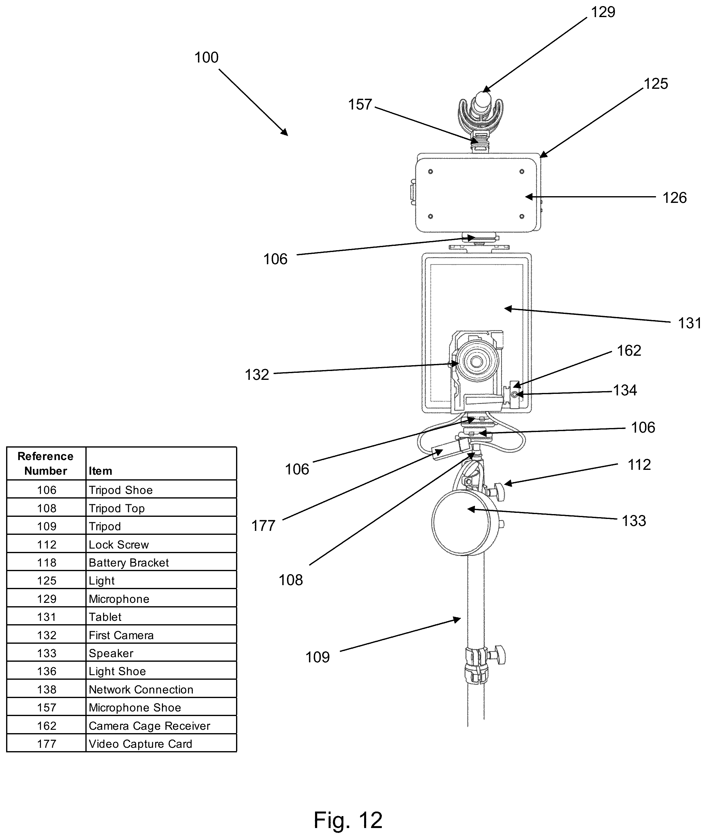Patent US12591169 Figure 12 – Remotely controllable mobile video studio with integrated teleprompter, camera, lighting and microphone
