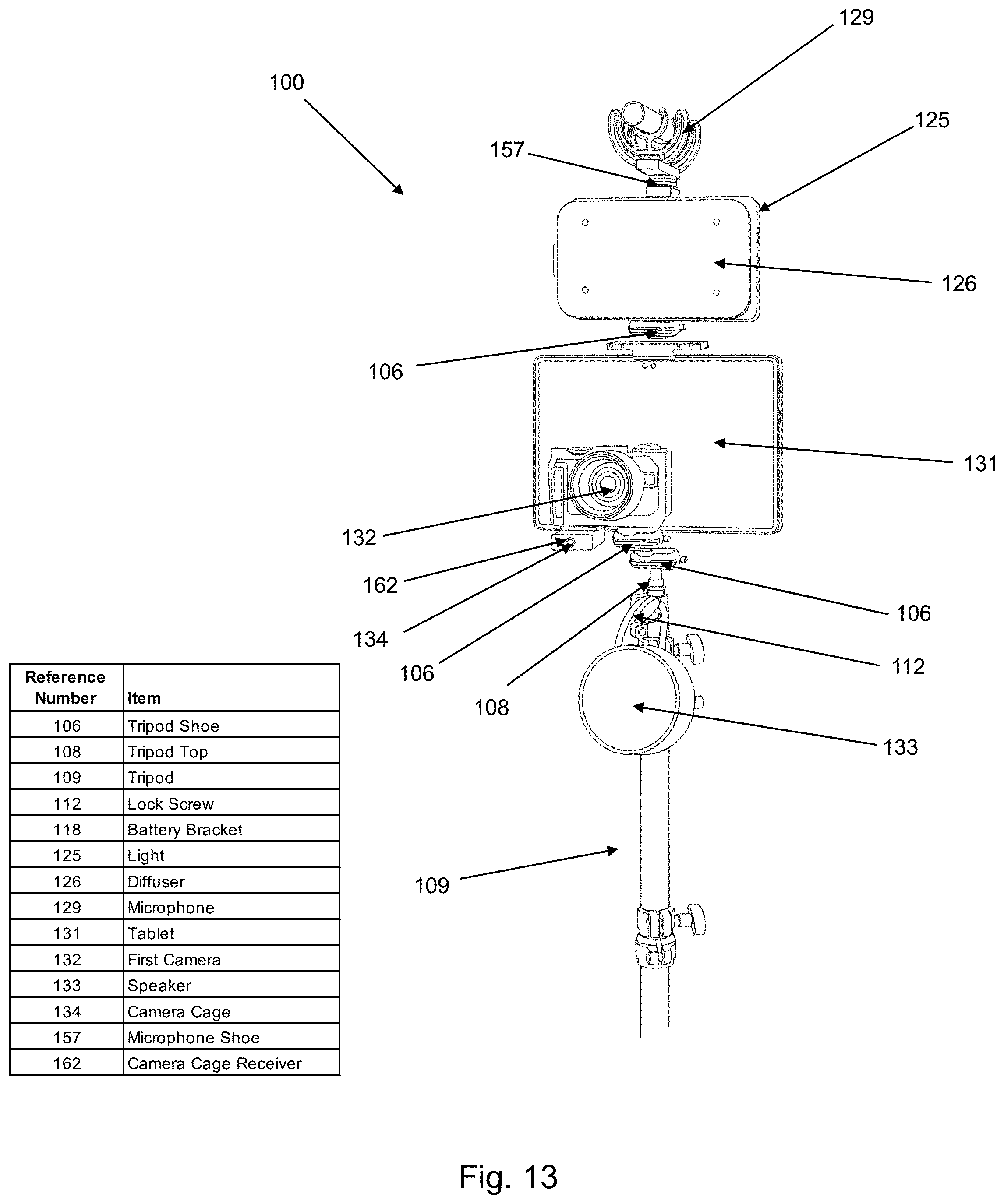 Patent US12591169 Figure 13 – Remotely controllable mobile video studio with integrated teleprompter, camera, lighting and microphone