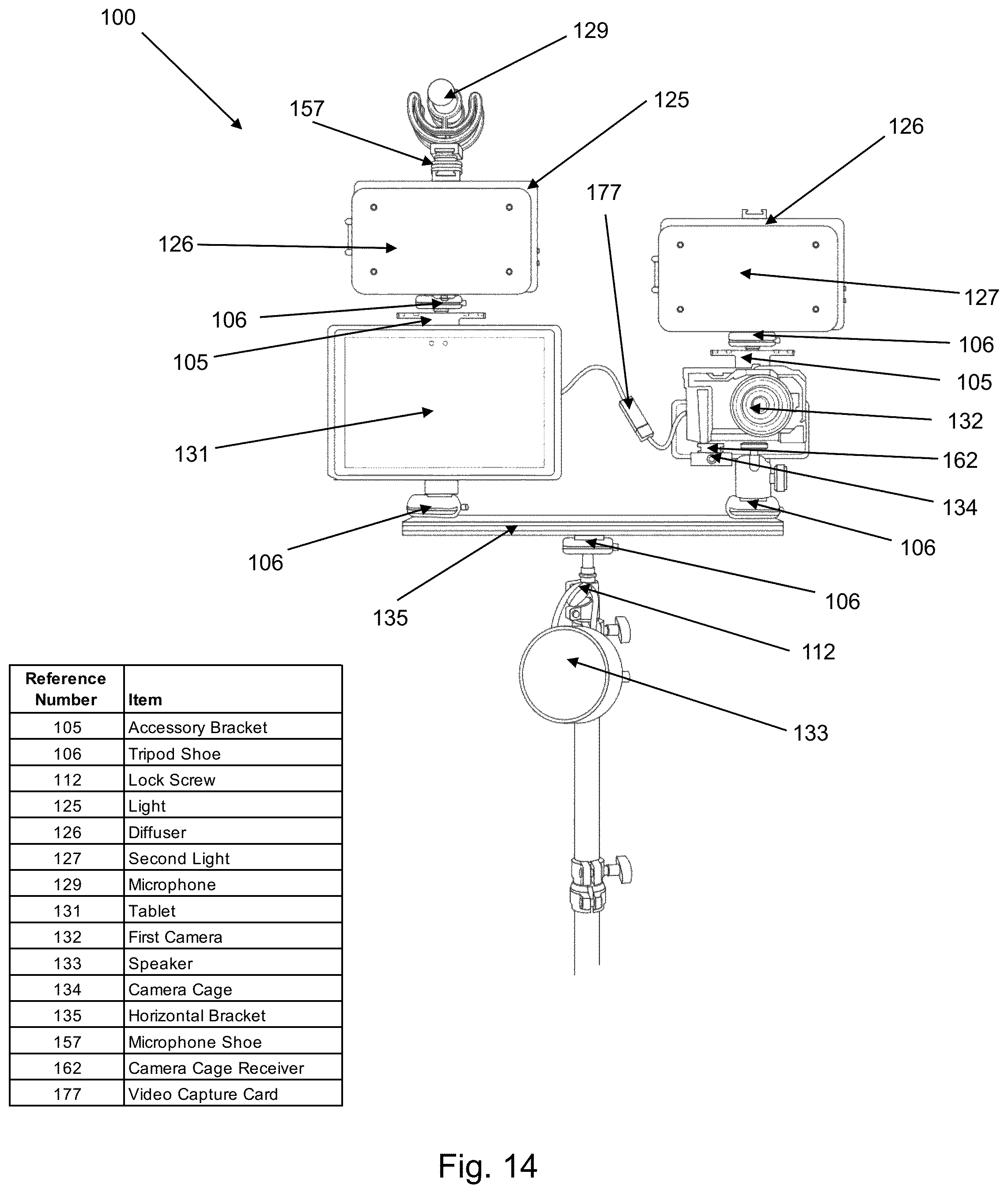 Patent US12591169 Figure 14 – Remotely controllable mobile video studio with integrated teleprompter, camera, lighting and microphone