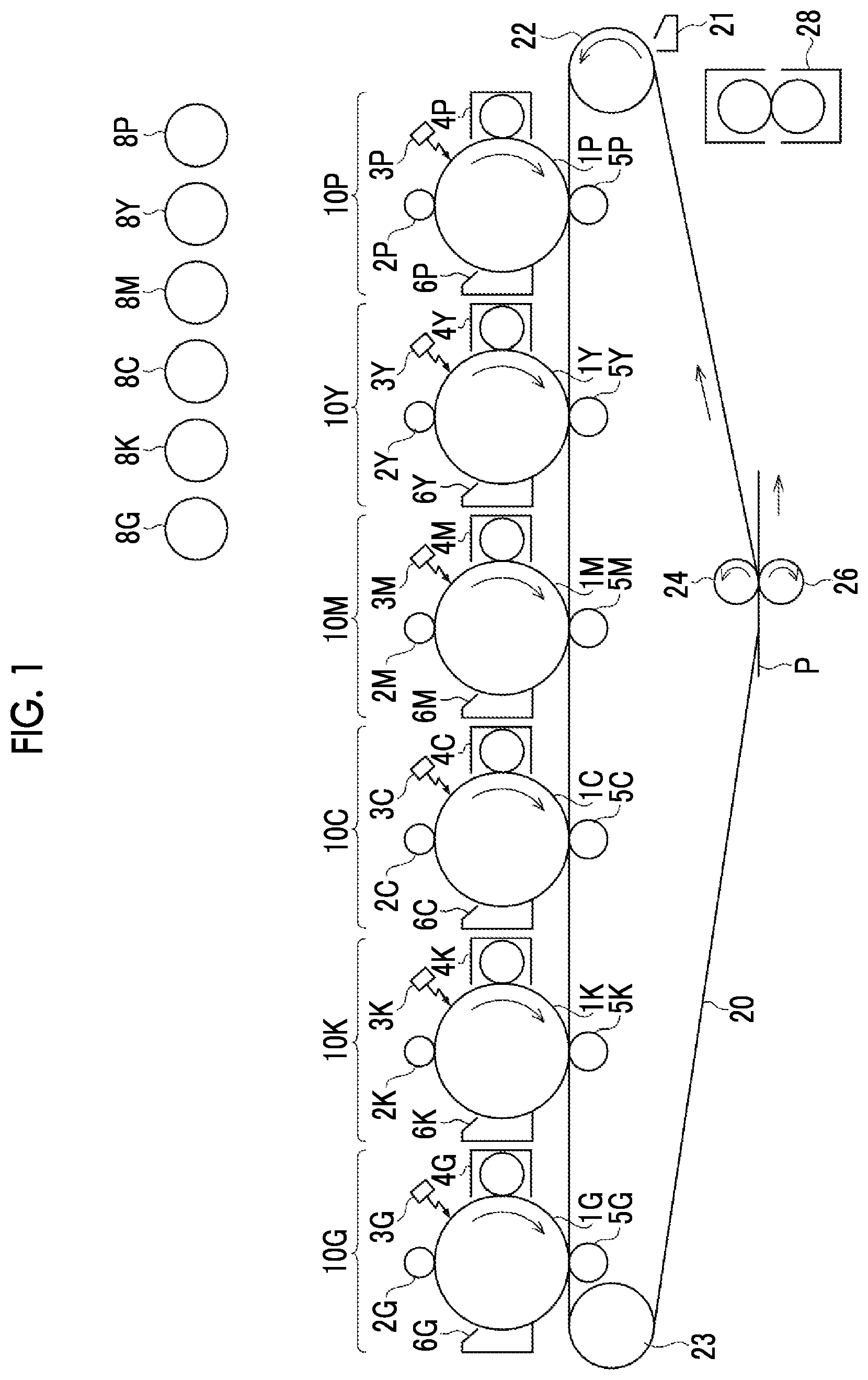 Patent US12591185 Figure 1 – Fluorescent green toner, electrostatic charge image developer, toner cartridge, process cartridge, image forming apparatus, and image forming method