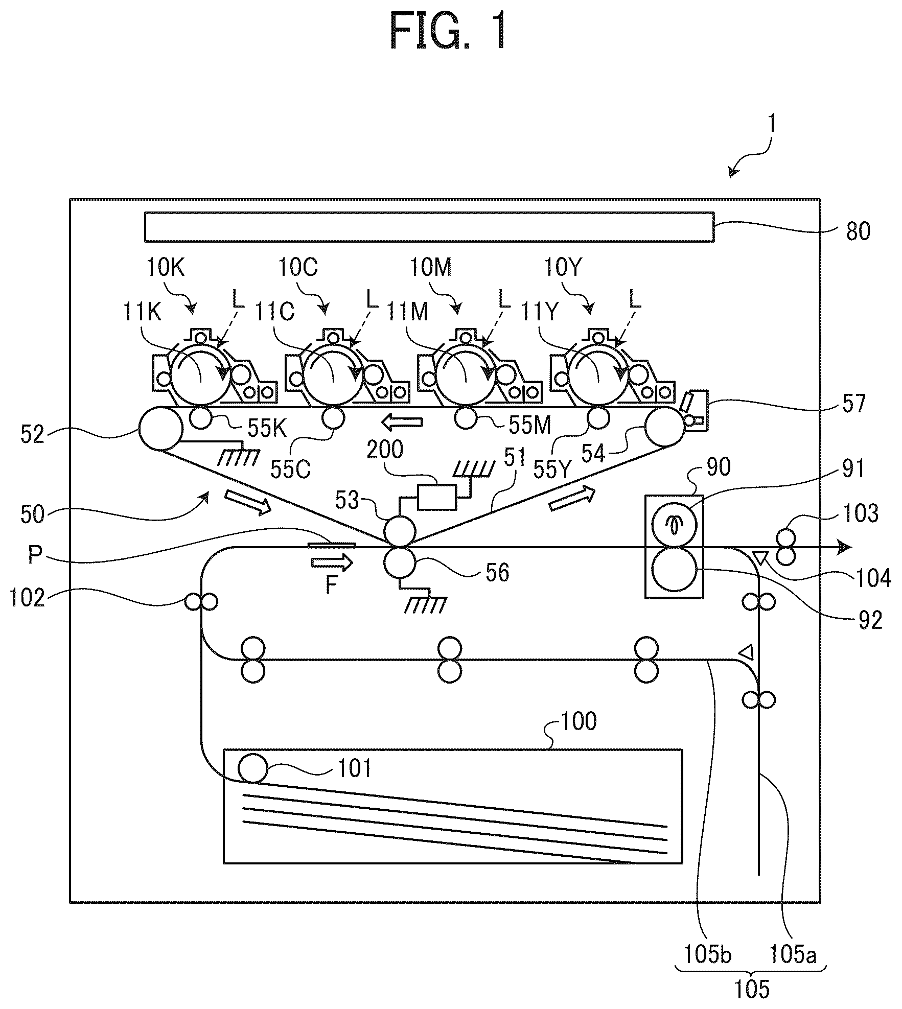 Patent US12591190 Figure 1 – Image forming apparatus configured to apply a transfer bias to a transfer nip based on a plurality of transfer conditions, image forming method, and recording medium