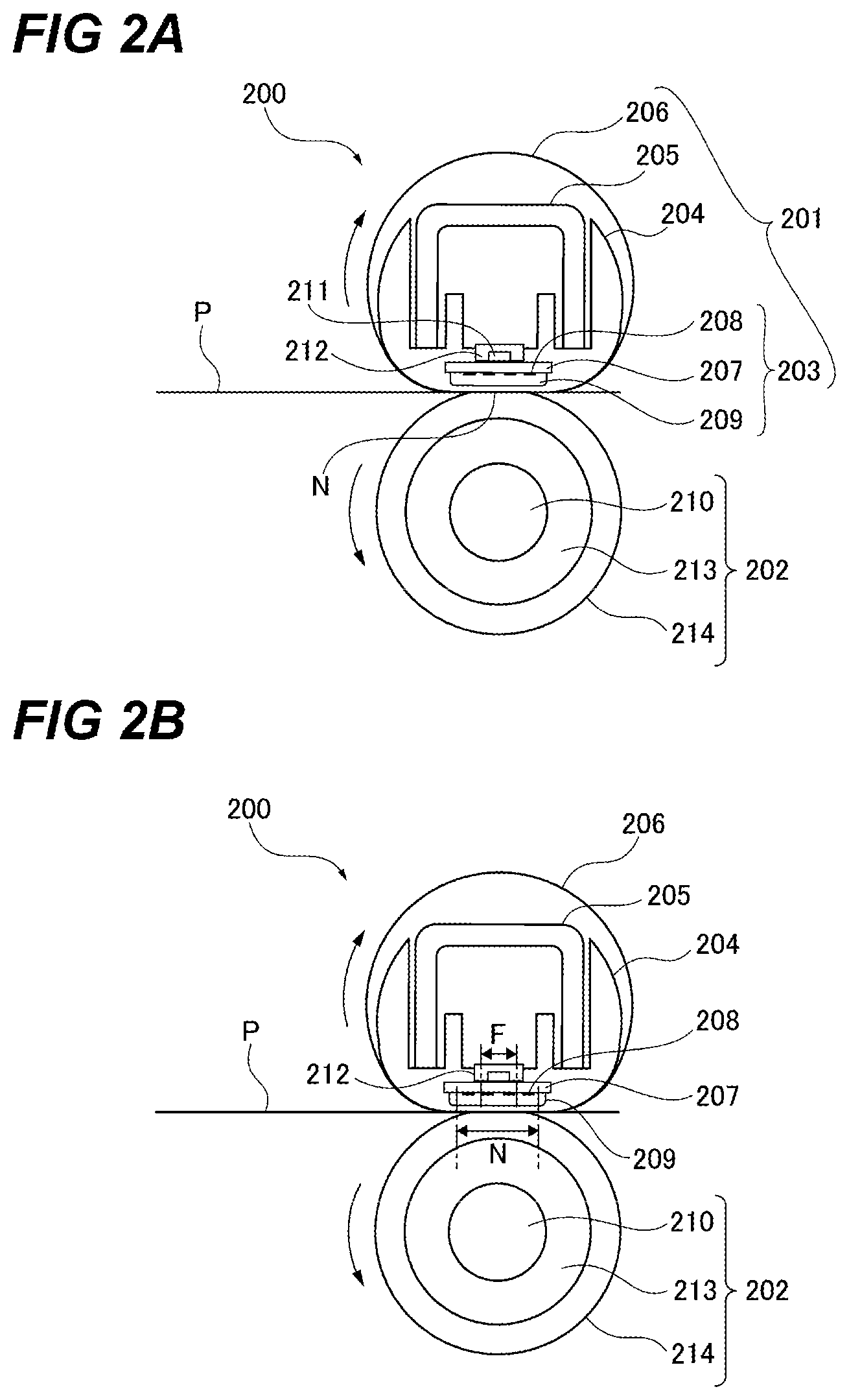 Patent US12591193 Figure 2 – Fixing device including first and second heating members disposed at different locations along a traveling direction of a recording material