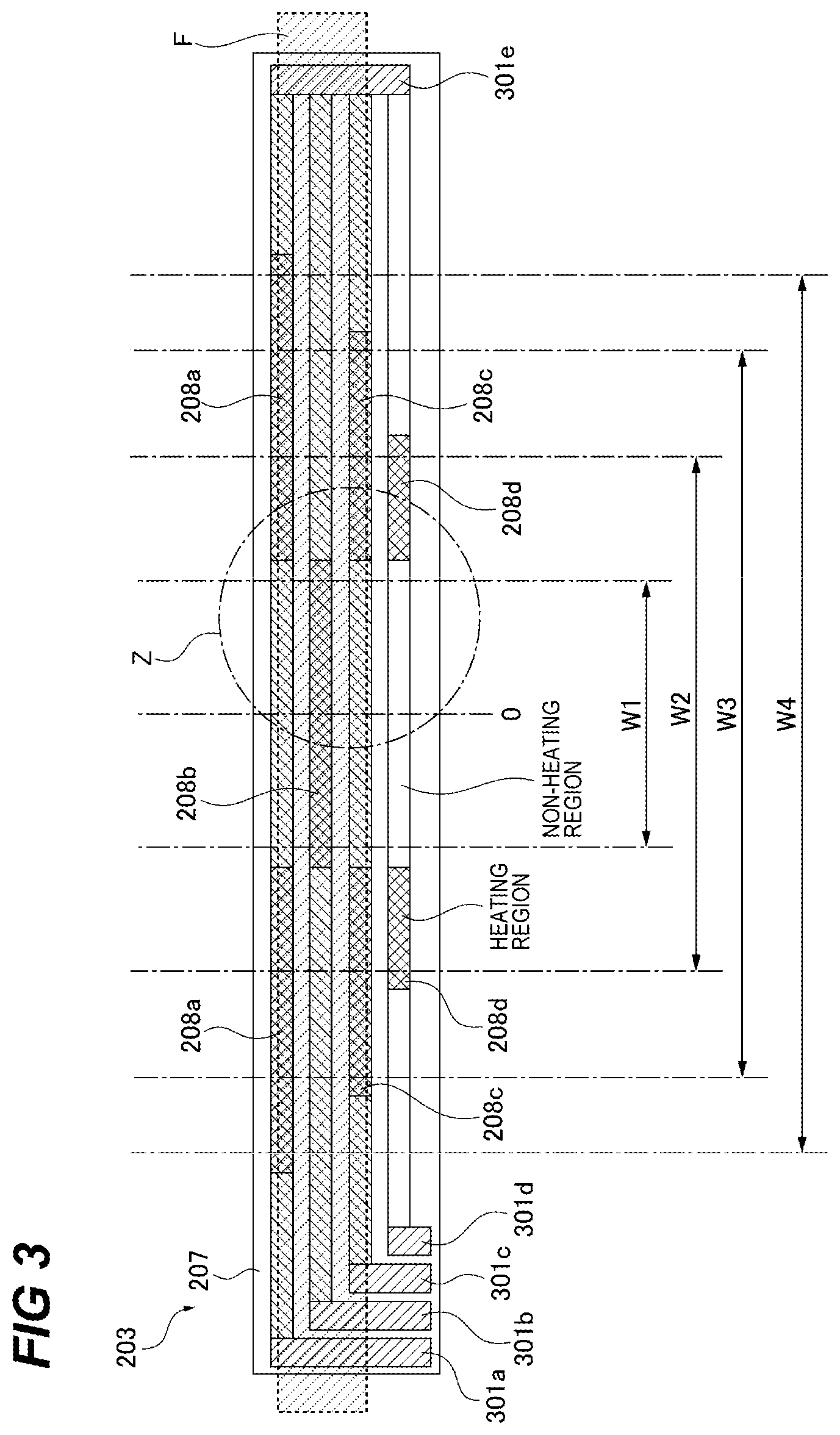 Patent US12591193 Figure 3 – Fixing device including first and second heating members disposed at different locations along a traveling direction of a recording material
