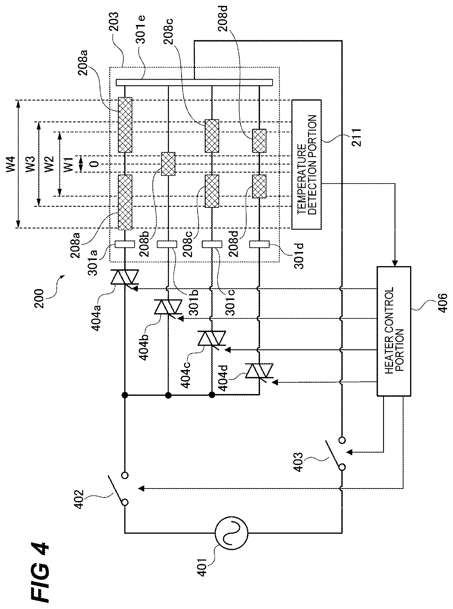 Patent US12591193 Figure 4 – Fixing device including first and second heating members disposed at different locations along a traveling direction of a recording material