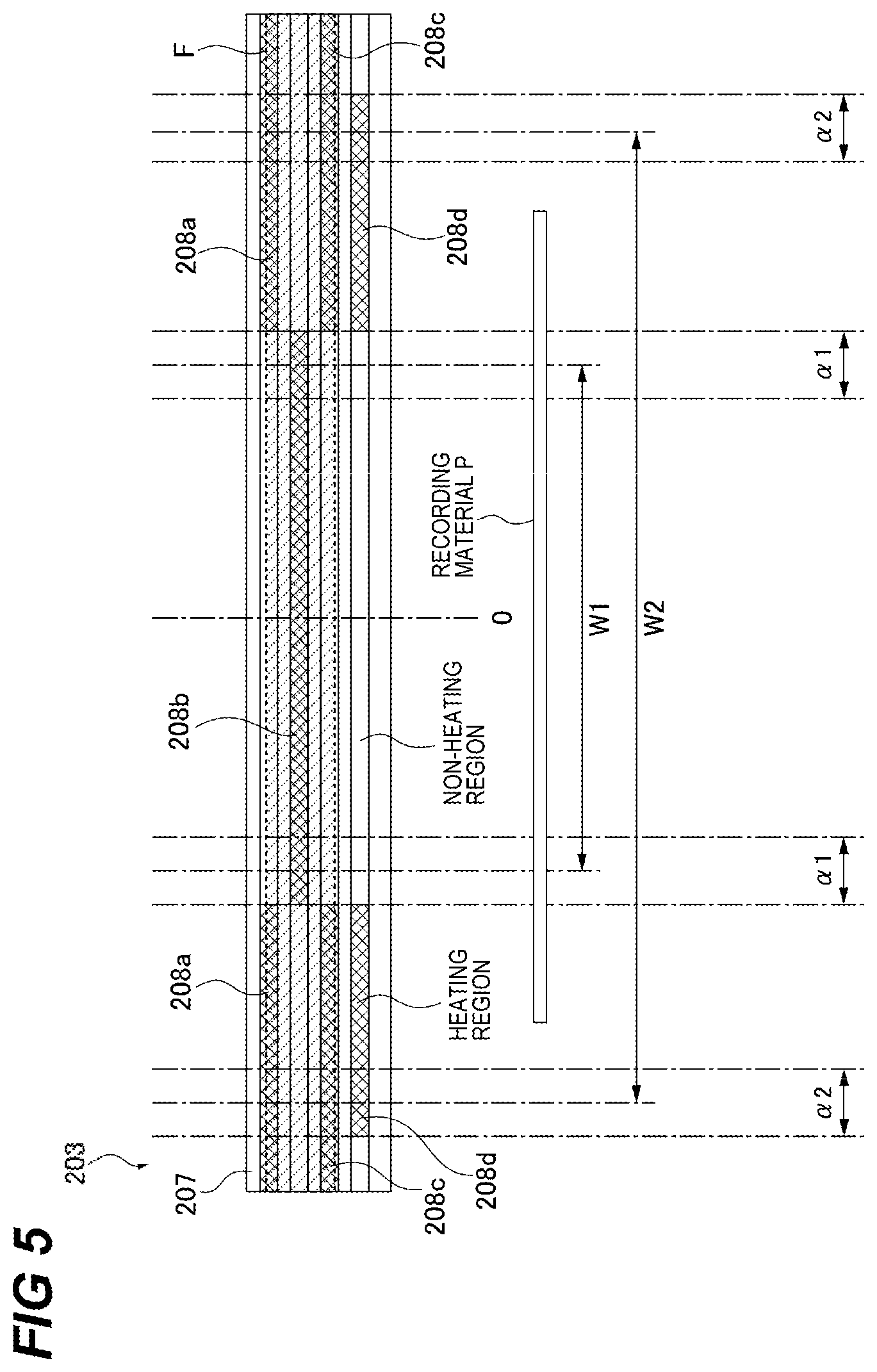 Patent US12591193 Figure 5 – Fixing device including first and second heating members disposed at different locations along a traveling direction of a recording material