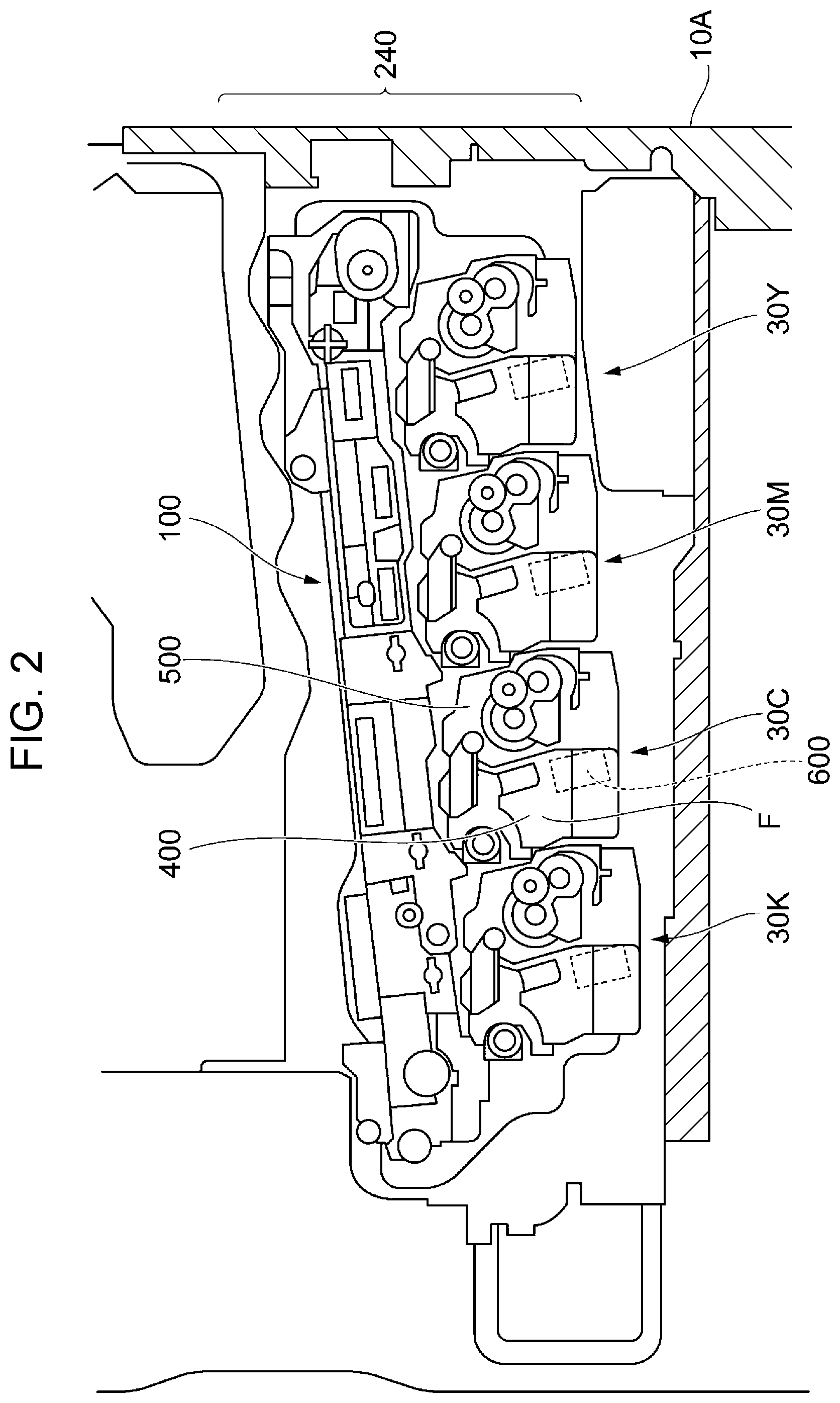 Patent US12591196 Figure 2 – Image forming apparatus with user operated cover for removable unit