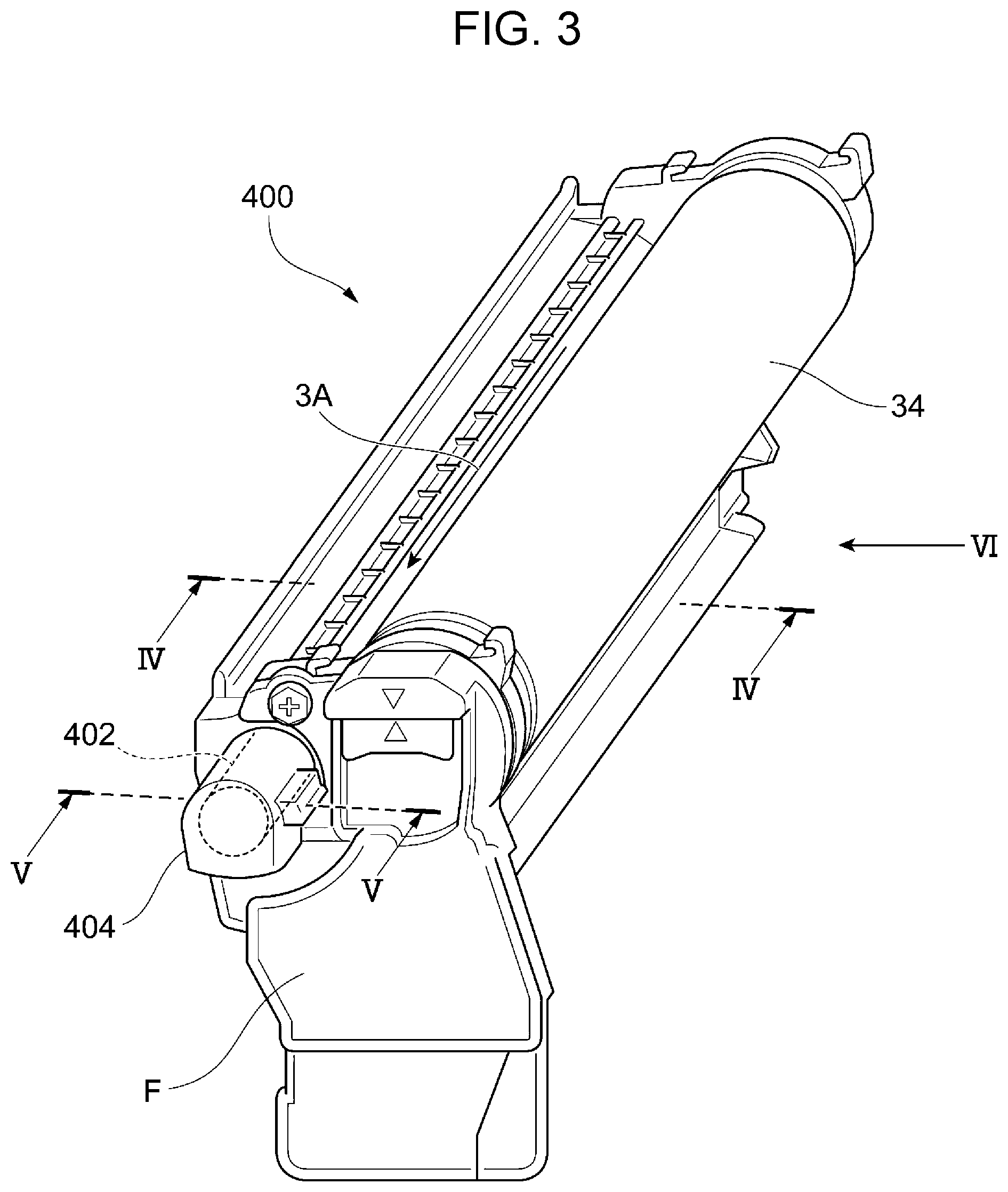 Patent US12591196 Figure 3 – Image forming apparatus with user operated cover for removable unit